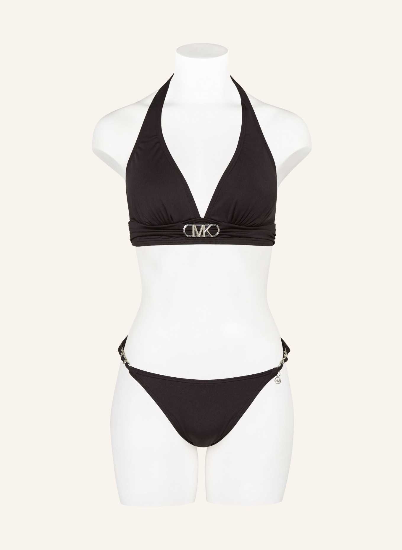 MICHAEL KORS Halter neck bikini top HARDWARE SOLIDS, Color: BLACK (Image 2)