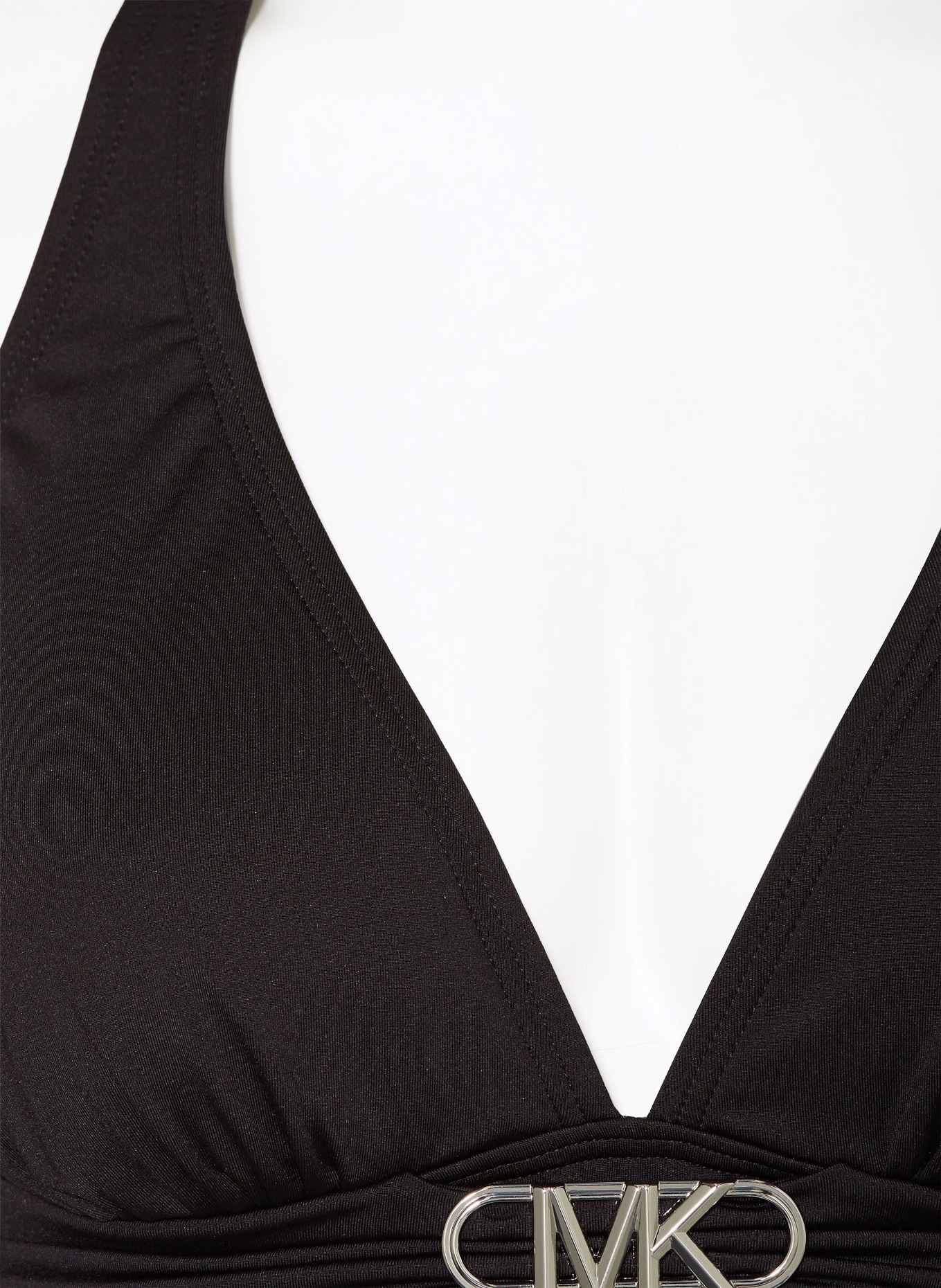 MICHAEL KORS Góra od bikini wiązana na szyi HARDWARE SOLIDS, Kolor: CZARNY (Obrazek 4)