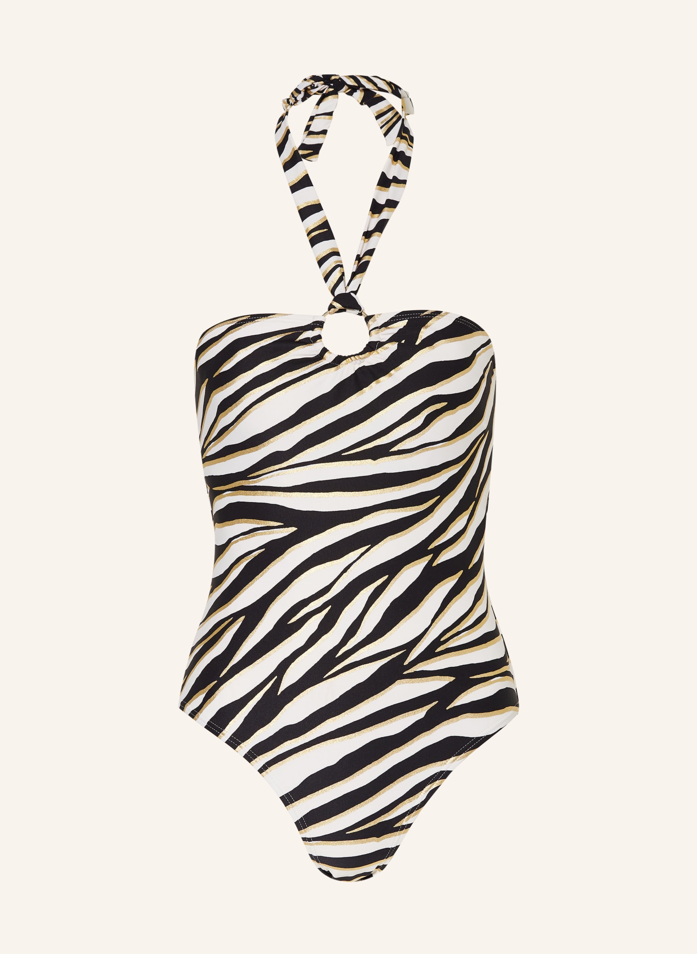 MICHAEL KORS Halter neck swimsuit SHIMMER TIGER, Color: BLACK/ ECRU/ GOLD (Image 1)