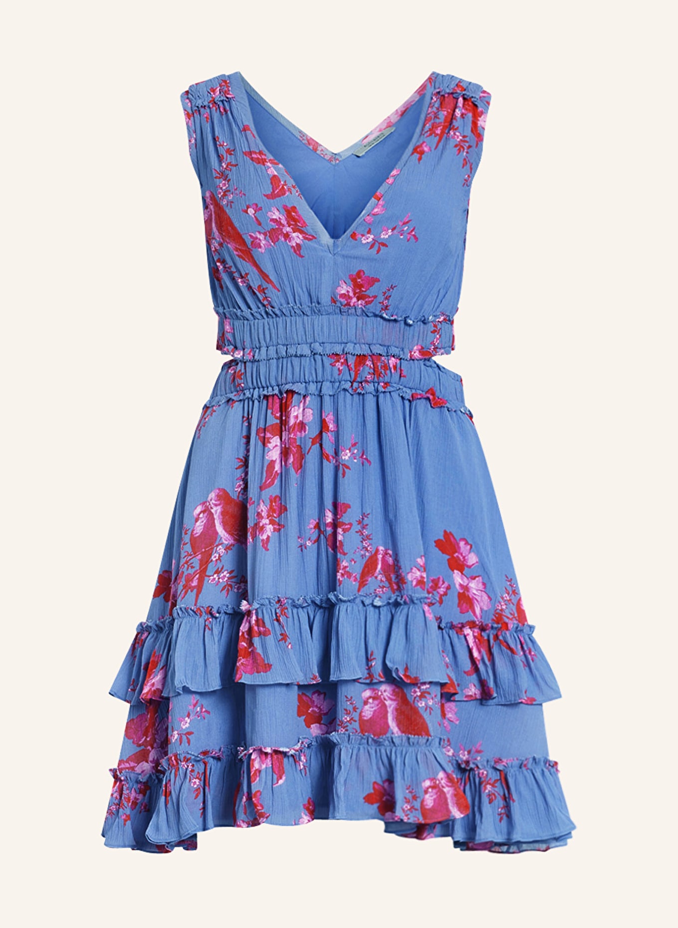 ALLSAINTS Kleid MIKAYLA IONA mit Rüschen und Cut-out, Farbe: BLAU/ PINK/ ROSA (Bild 1)