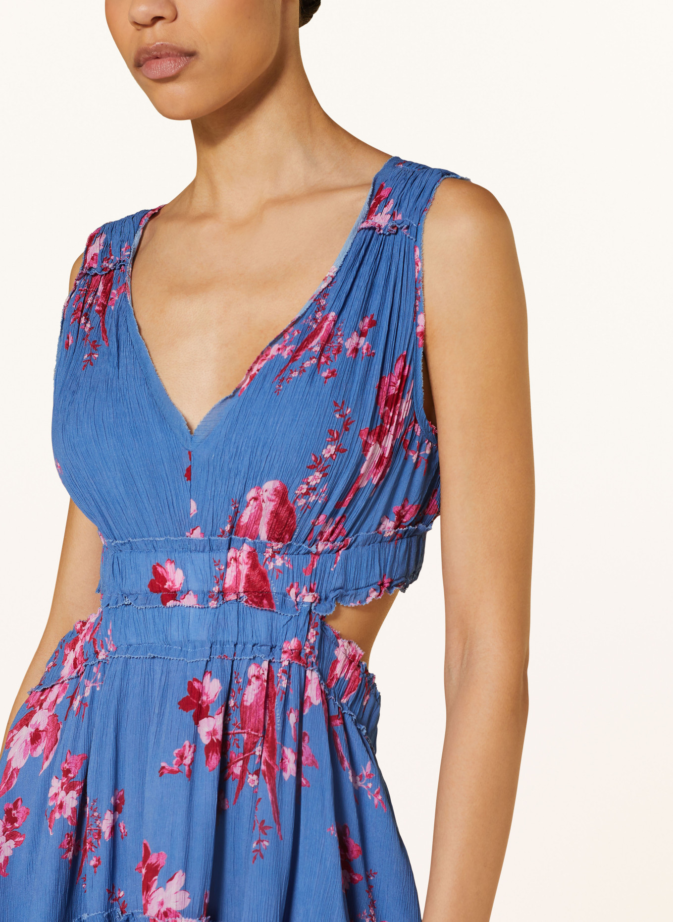 ALLSAINTS Kleid MIKAYLA IONA mit Rüschen und Cut-out, Farbe: BLAU/ PINK/ ROSA (Bild 4)