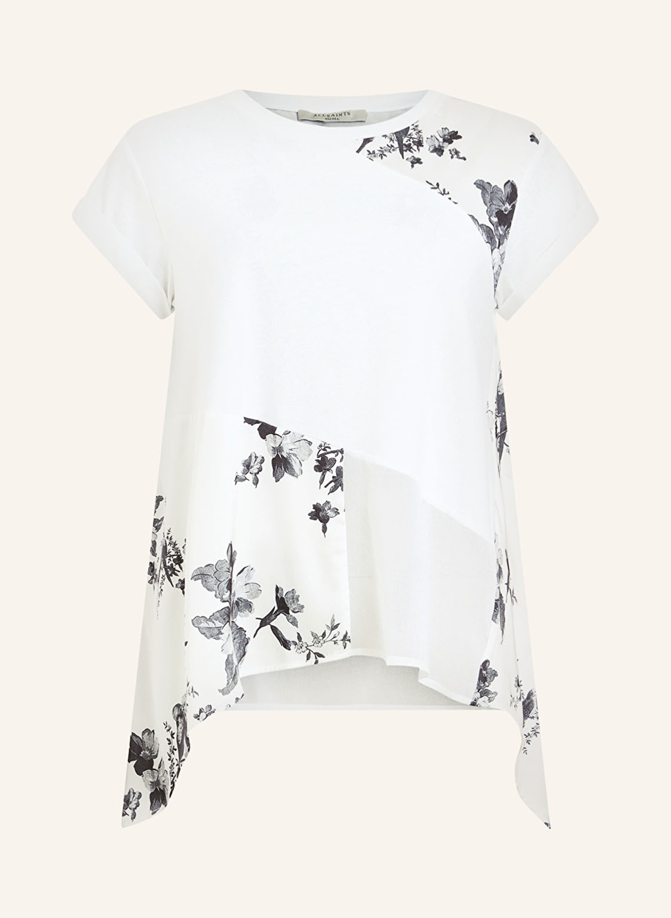 ALLSAINTS T-shirt ZALA IONA in mixed materials, Color: WHITE/ BLACK (Image 1)