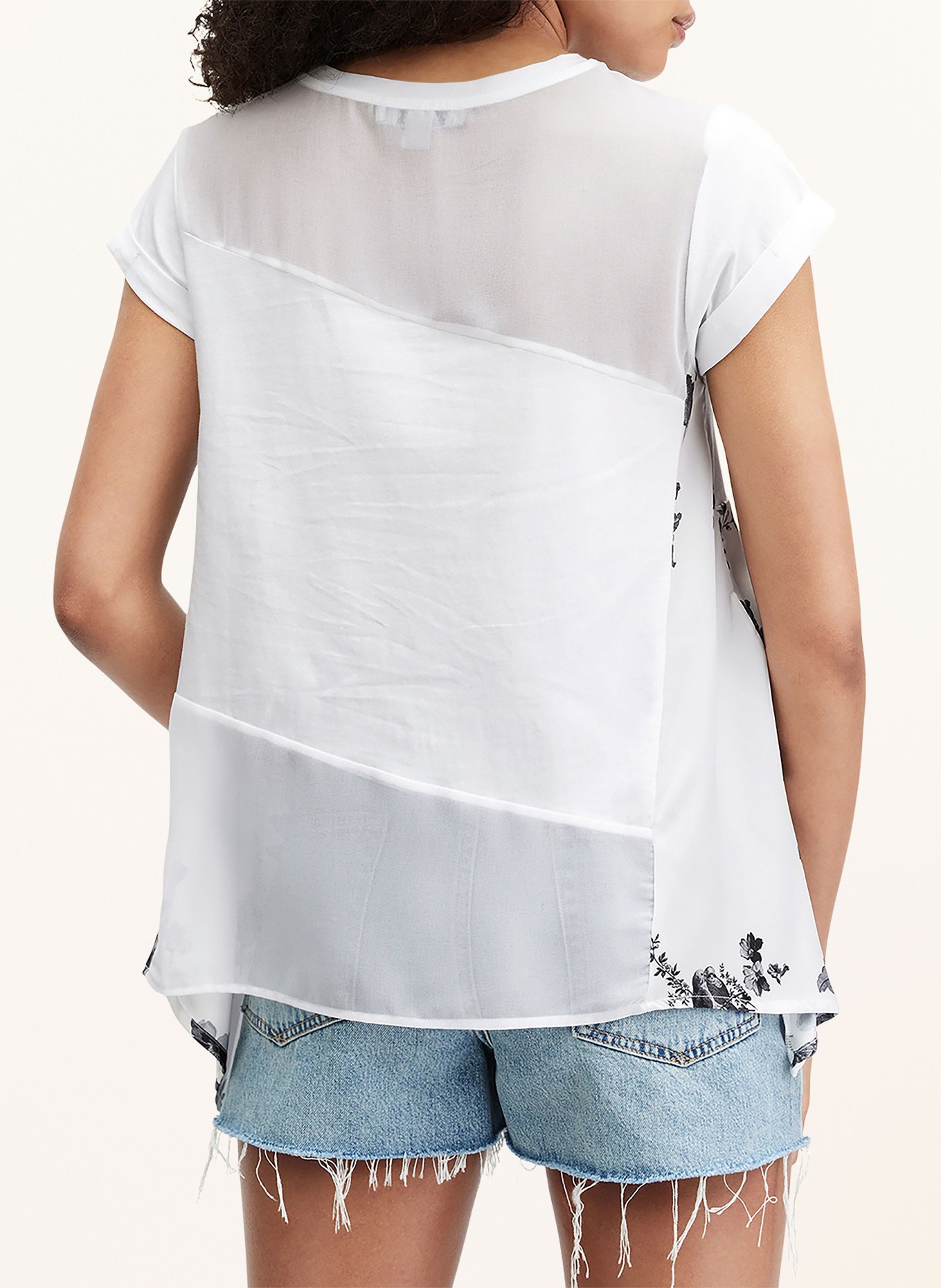 ALLSAINTS T-shirt ZALA IONA z mieszanki materiałów, Kolor: BIAŁY/ CZARNY (Obrazek 3)