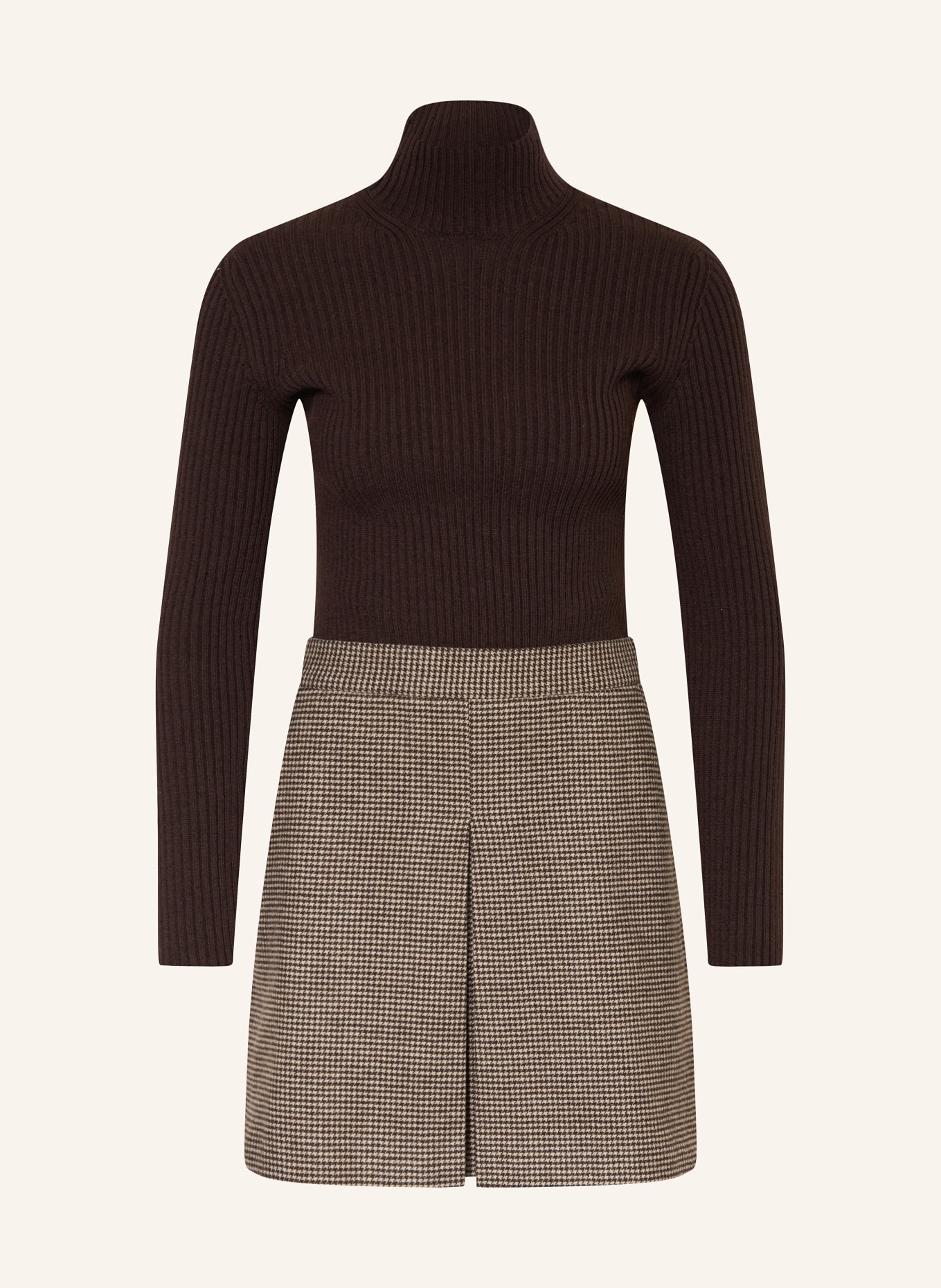 MAX & Co. Dress ALBORE in mixed materials: DARK BROWN / LIGHT BROWN