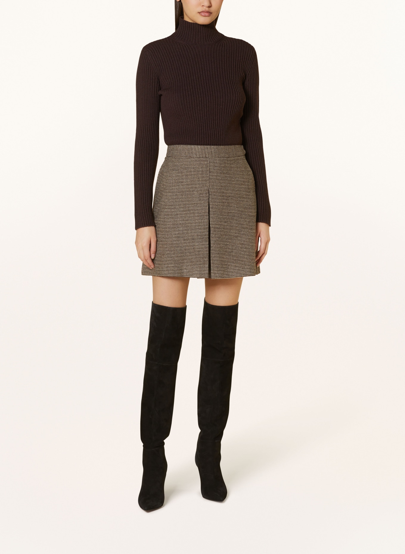 MAX & Co. Dress ALBORE in mixed materials: DARK BROWN / LIGHT BROWN