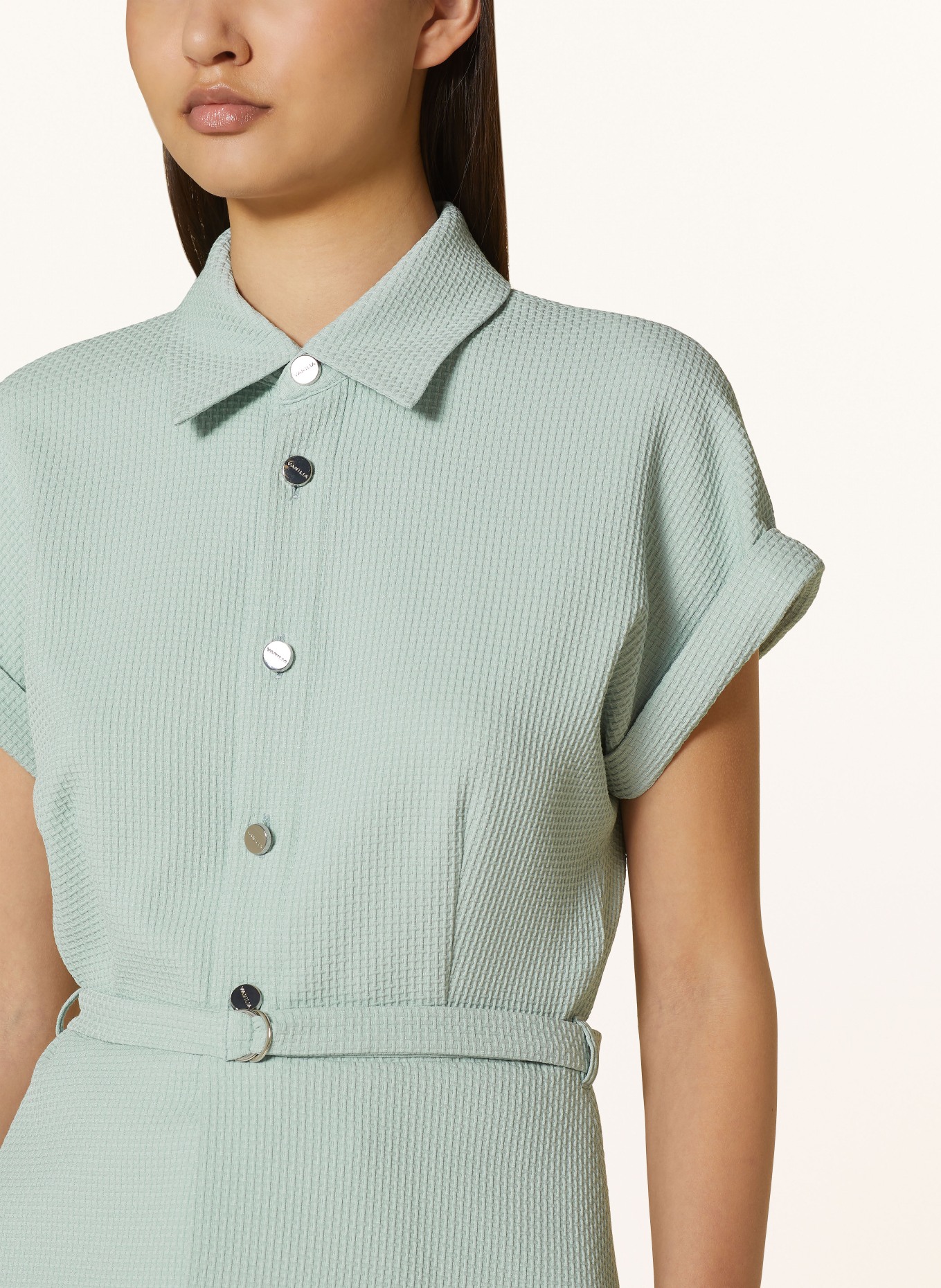 VANILIA Shirt blouse made of piqué, Color: MINT (Image 4)