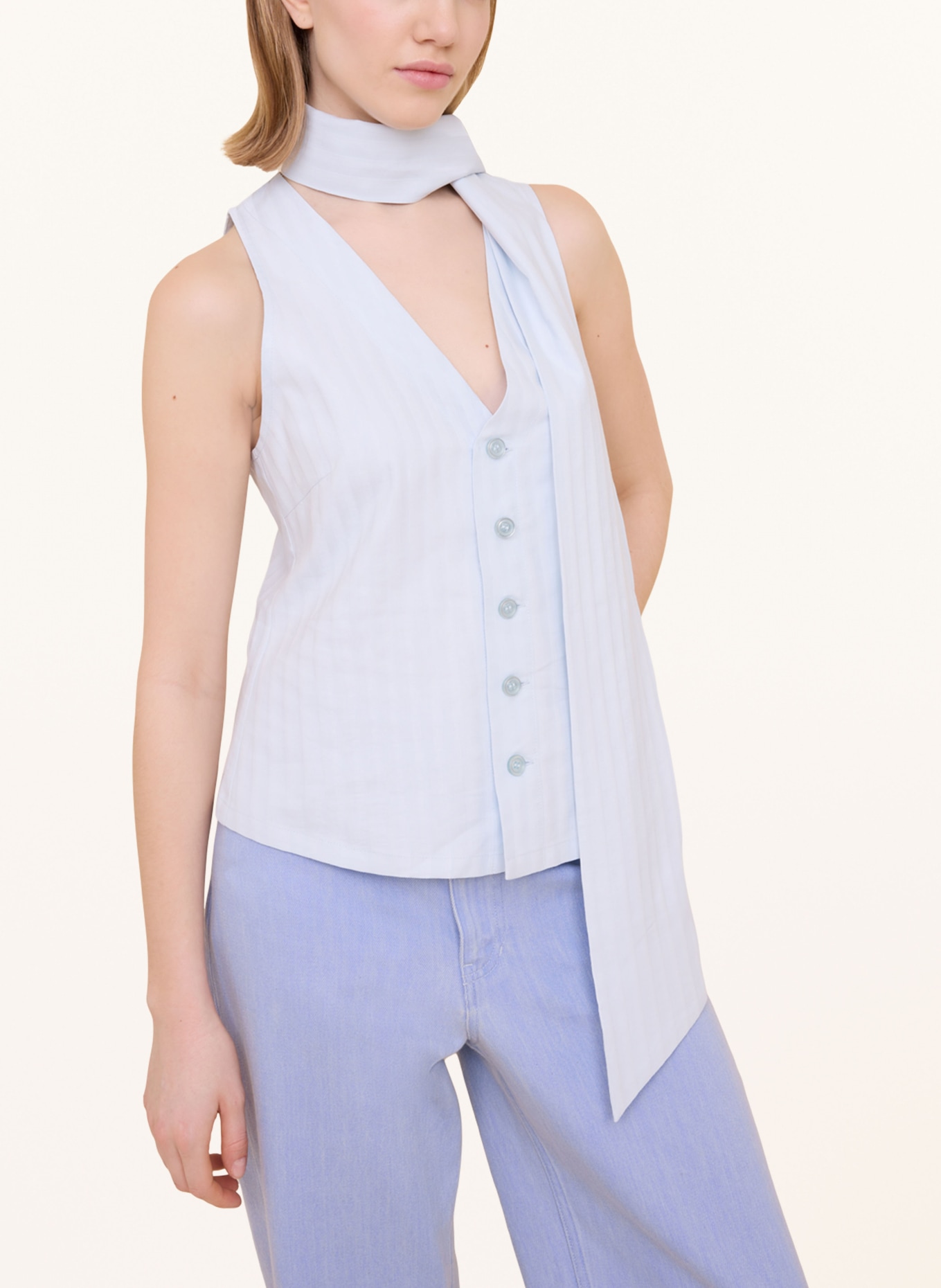 VANILIA Blazer vest with bow, Color: LIGHT BLUE (Image 4)