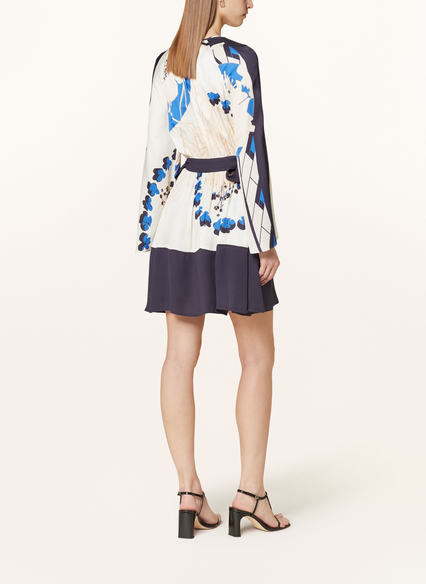 REISS Dress SASHA in mixed materials with cut-outs, Color: CREAM/ DARK BLUE/ BLUE (Image 3)