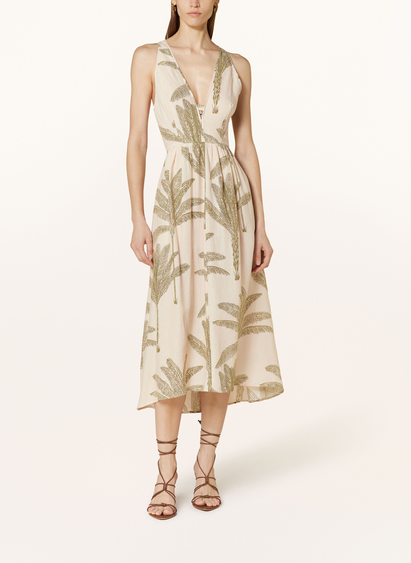 REISS Linen dress ANNA, Color: CREAM/ OLIVE (Image 2)