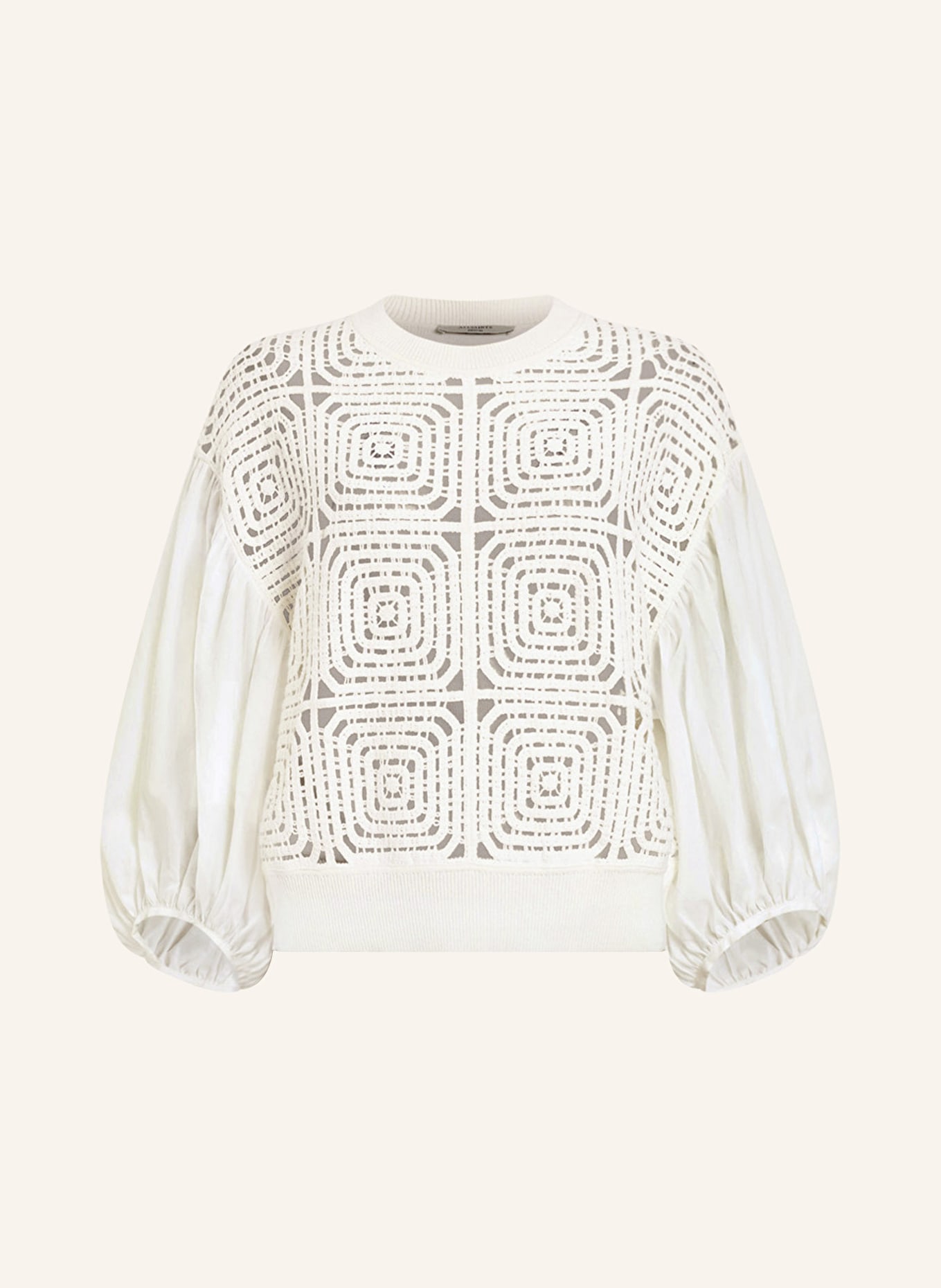 ALLSAINTS Sweater SOL in mixed materials with 3/4 sleeves, Color: WHITE (Image 1)