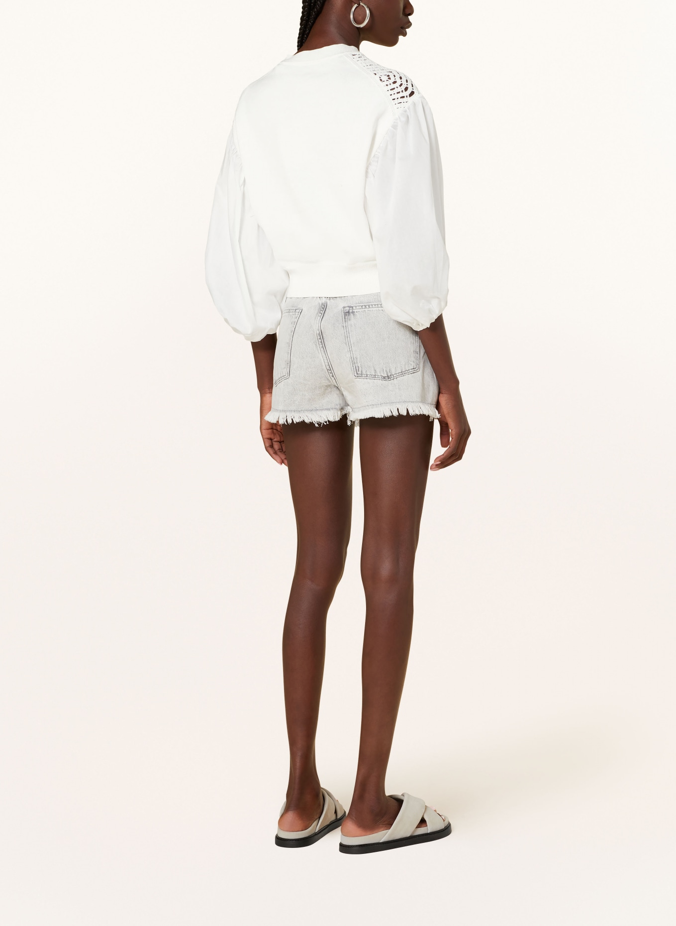 ALLSAINTS Sweater SOL in mixed materials with 3/4 sleeves, Color: WHITE (Image 3)