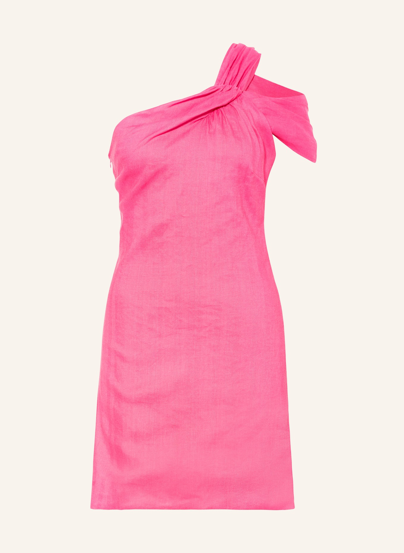 maje Sukienka na jedno ramię z lnu, Kolor: MOCNORÓŻOWY (Obrazek 1)