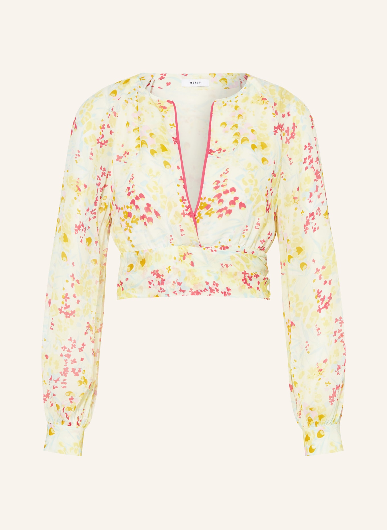 REISS Wrap blouse LYLA, Color: ECRU/ YELLOW/ PINK (Image 1)