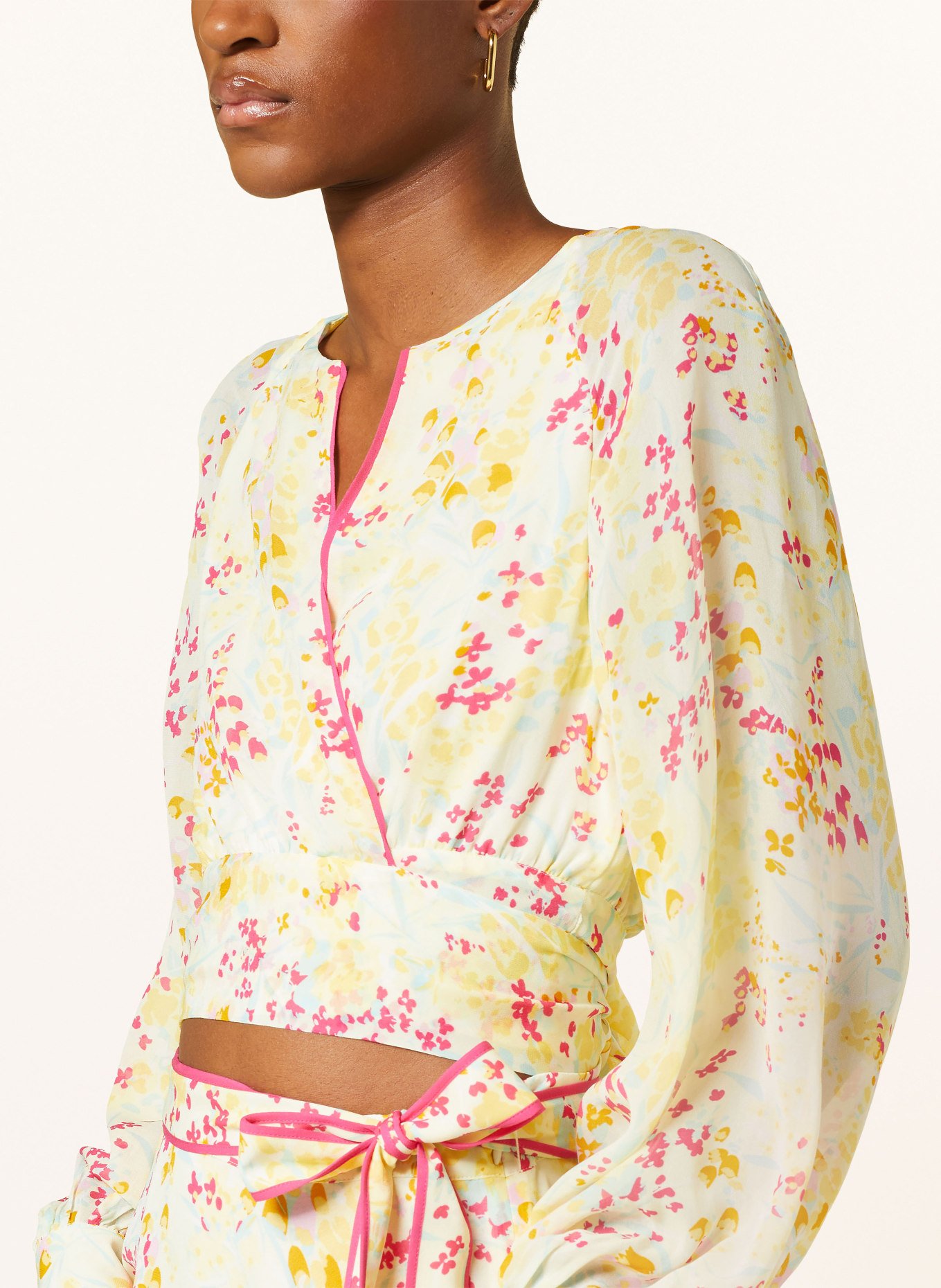 REISS Wrap blouse LYLA, Color: ECRU/ YELLOW/ PINK (Image 4)
