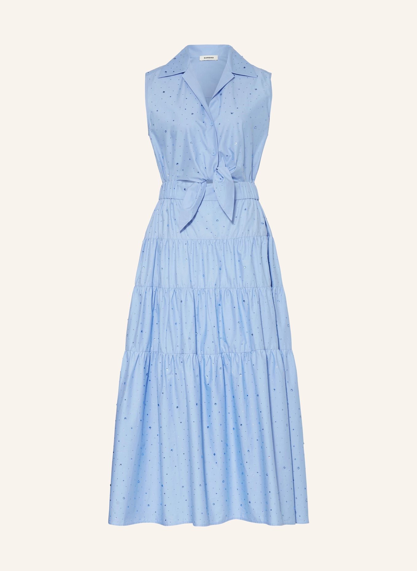 SANDRO Hemdblusenkleid mit Schmucksteinen, Farbe: HELLBLAU (Bild 1)