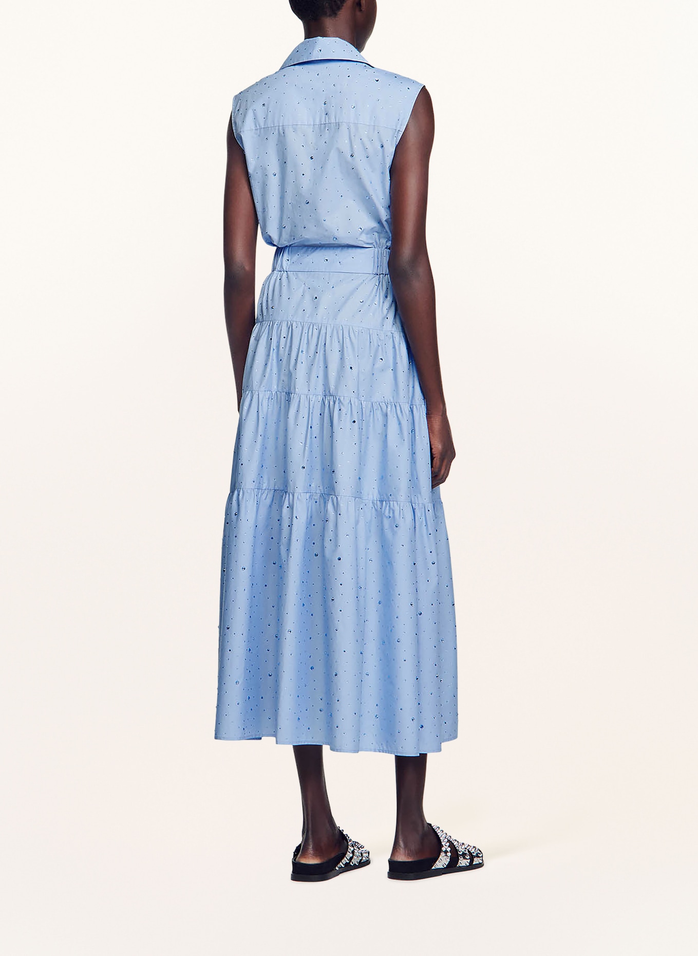 SANDRO Hemdblusenkleid mit Schmucksteinen, Farbe: HELLBLAU (Bild 3)