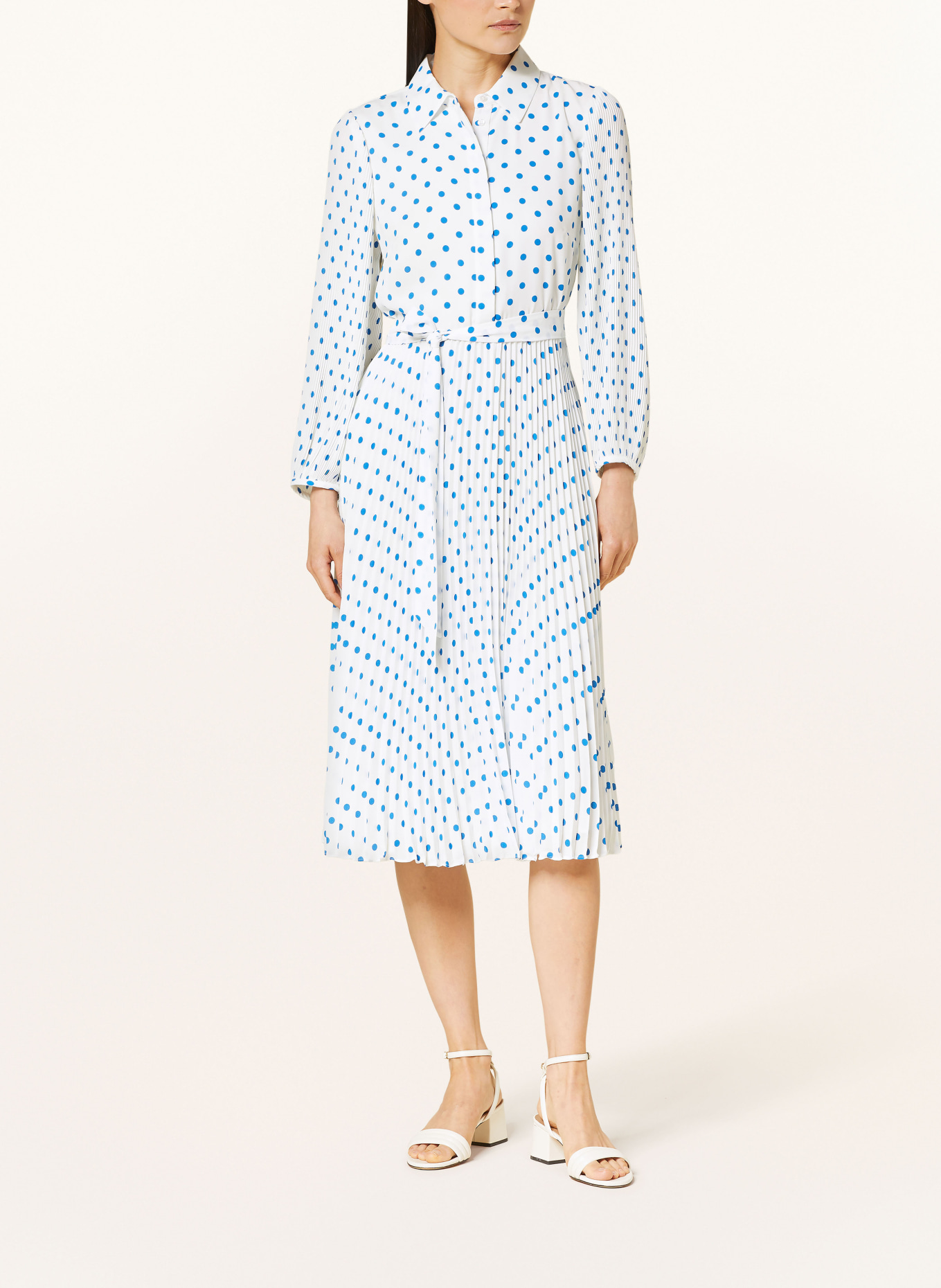 HOBBS Dress TALLULAH with pleats, Color: WHITE/ BLUE (Image 2)