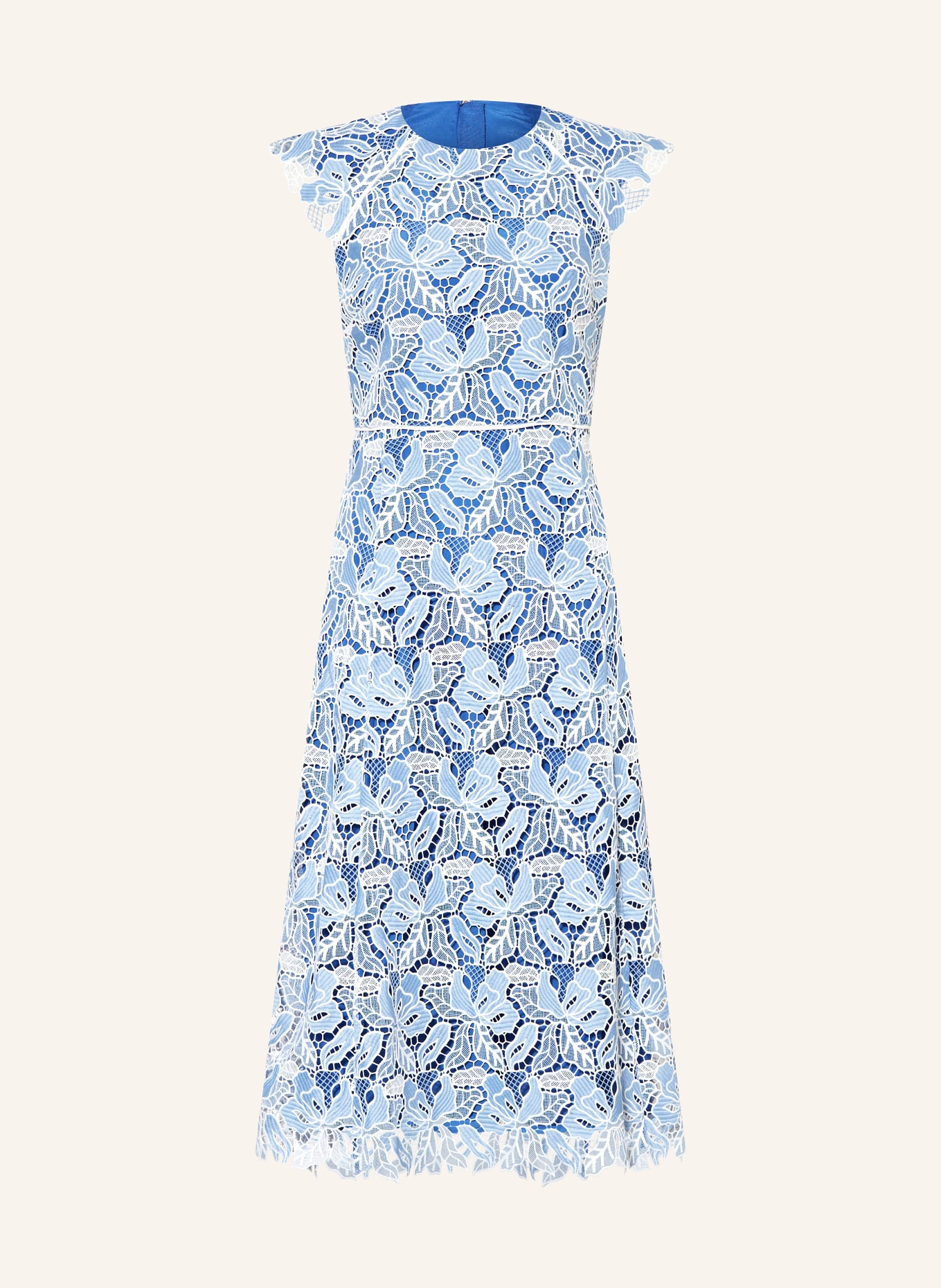 HOBBS Cocktail dress PHOEBE made of broderie anglaise, Color: WHITE/ LIGHT BLUE (Image 1)