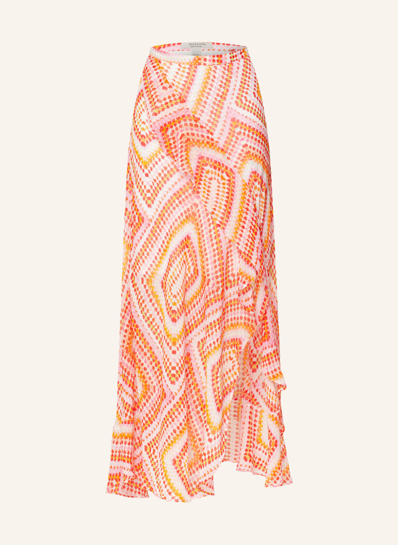 ALLSAINTS Skirt SARA LUISA with frills, Color: ORANGE/ RED (Image 1)