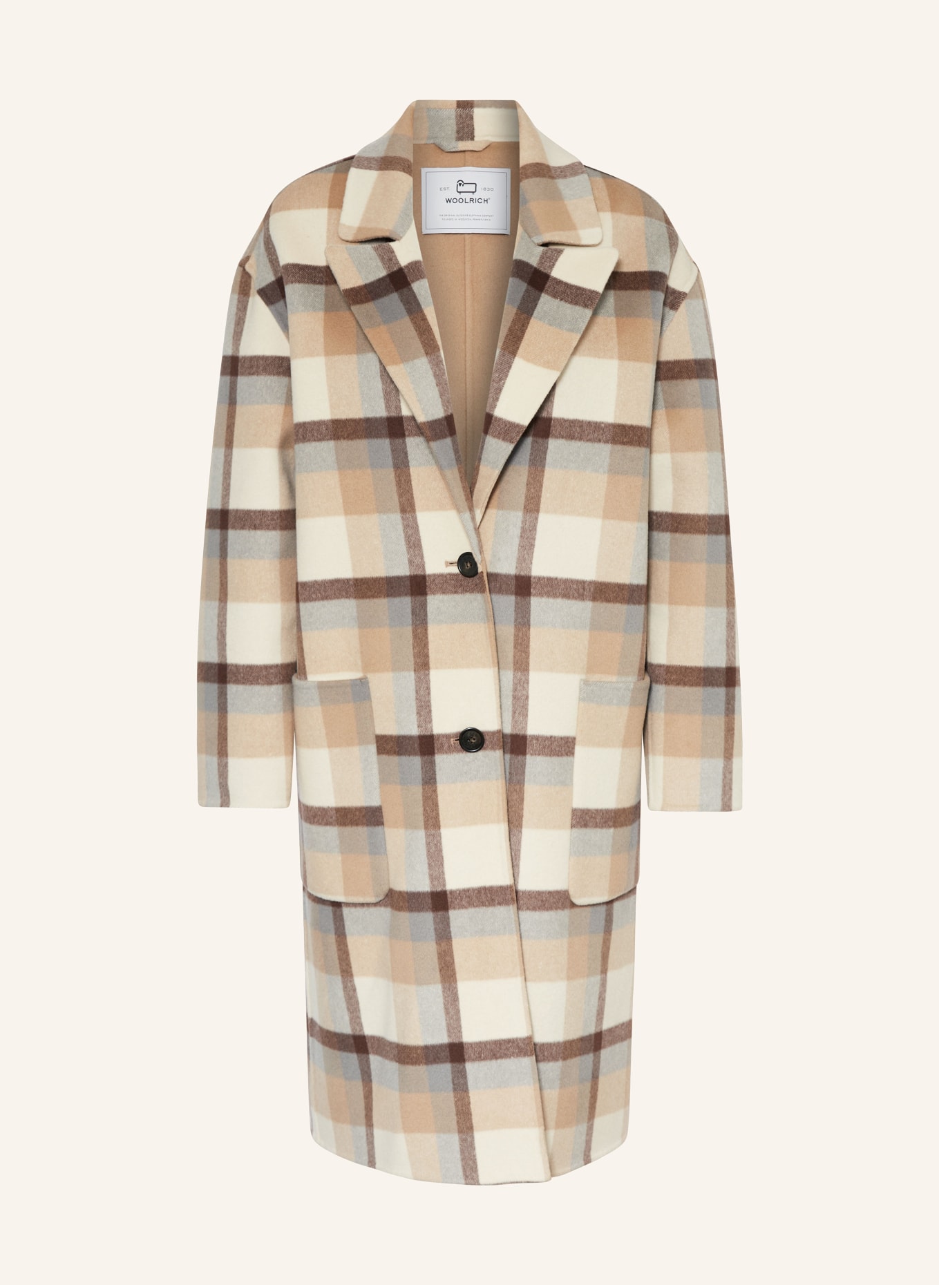 WOOLRICH Wollmantel: CAMEL/ ECRU/ DUNKELBRAUN