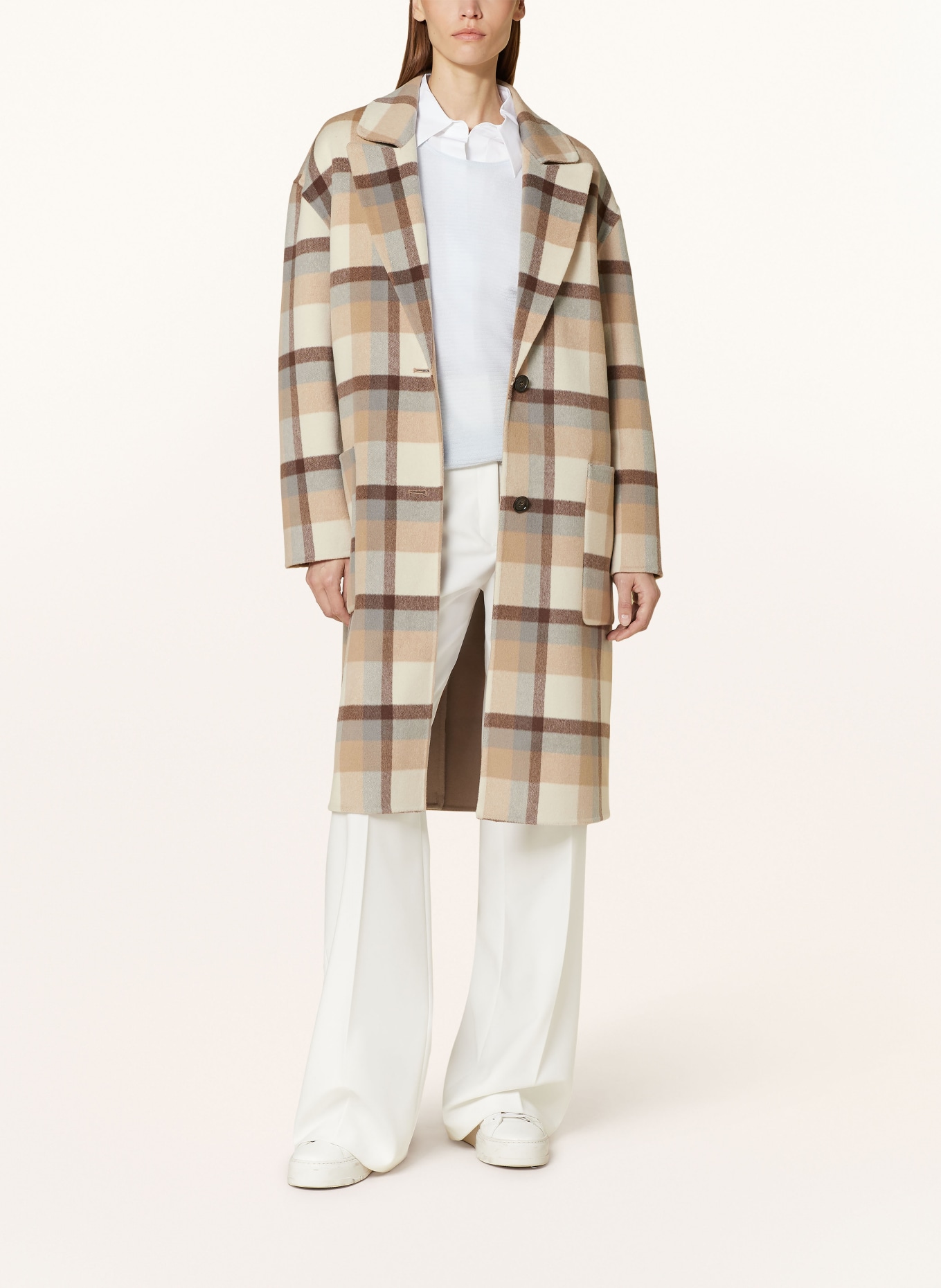 WOOLRICH Wollmantel: CAMEL/ ECRU/ DUNKELBRAUN