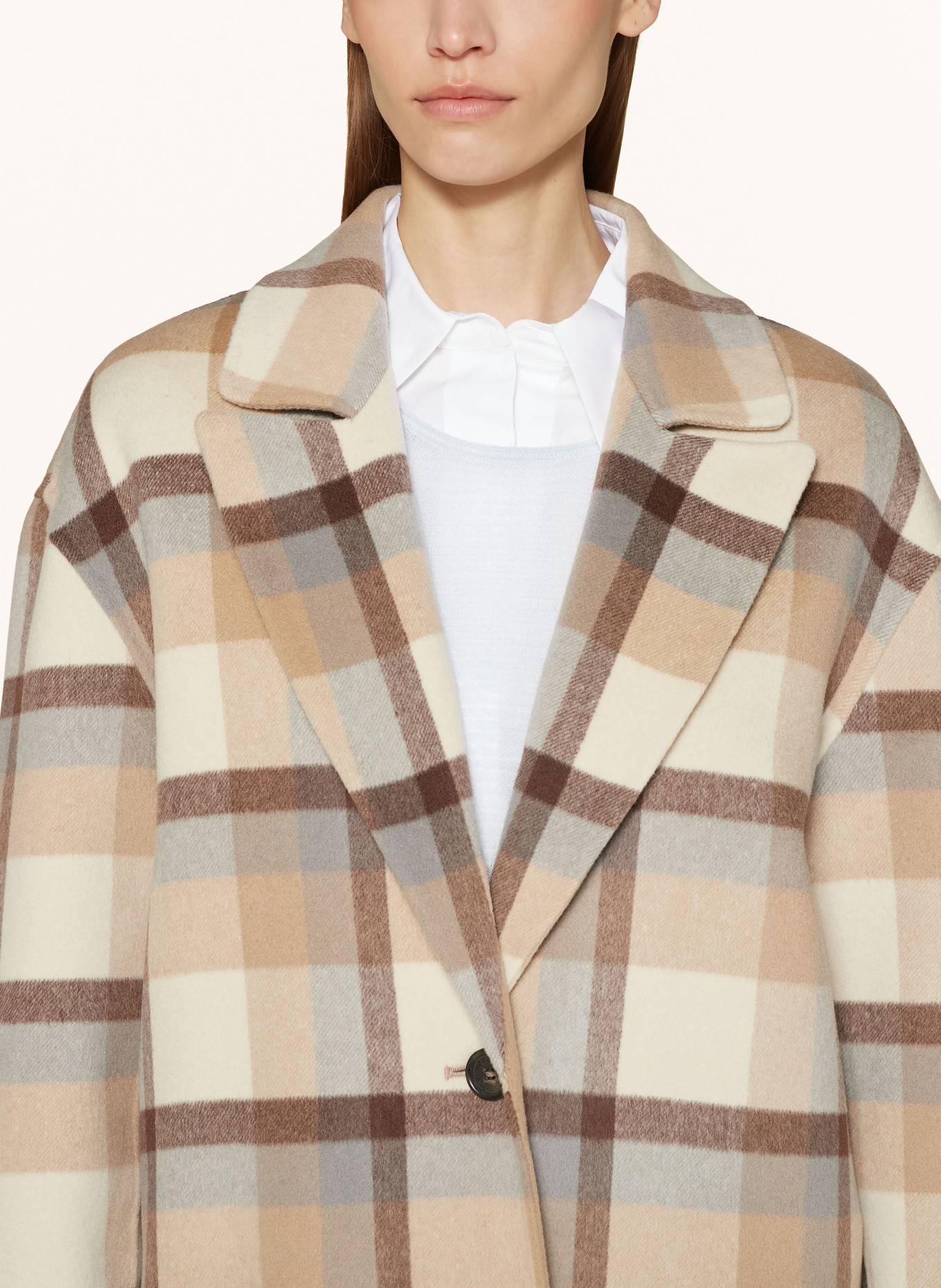 WOOLRICH Wollmantel: CAMEL/ ECRU/ DUNKELBRAUN