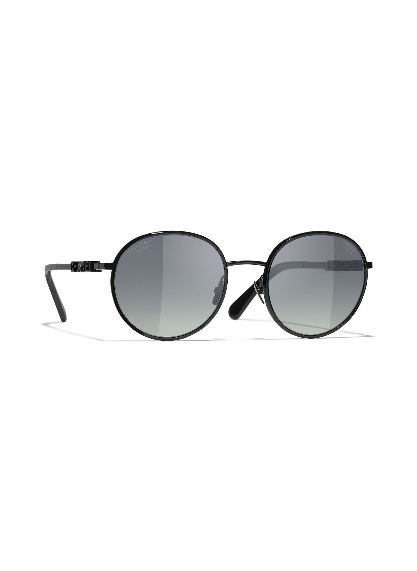 CHANEL Runde Sonnenbrille: C126S8 - SCHWARZ/ GRAU POLARISIERT