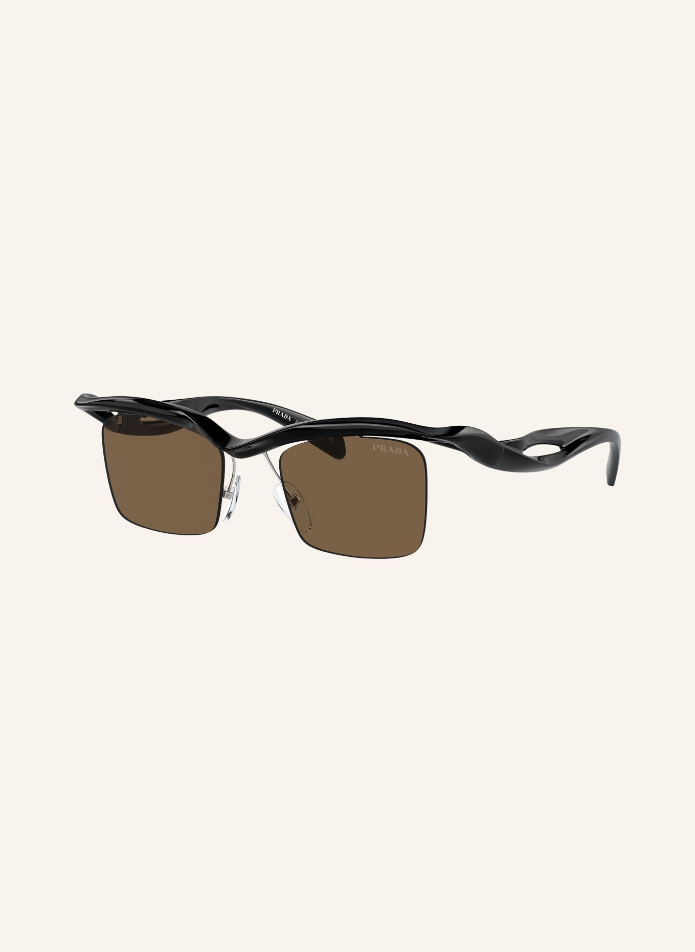 PRADA Sunglasses PR A15S, Color: 1AB8C1 - BLACK/ DARK BROWN (Image 1)