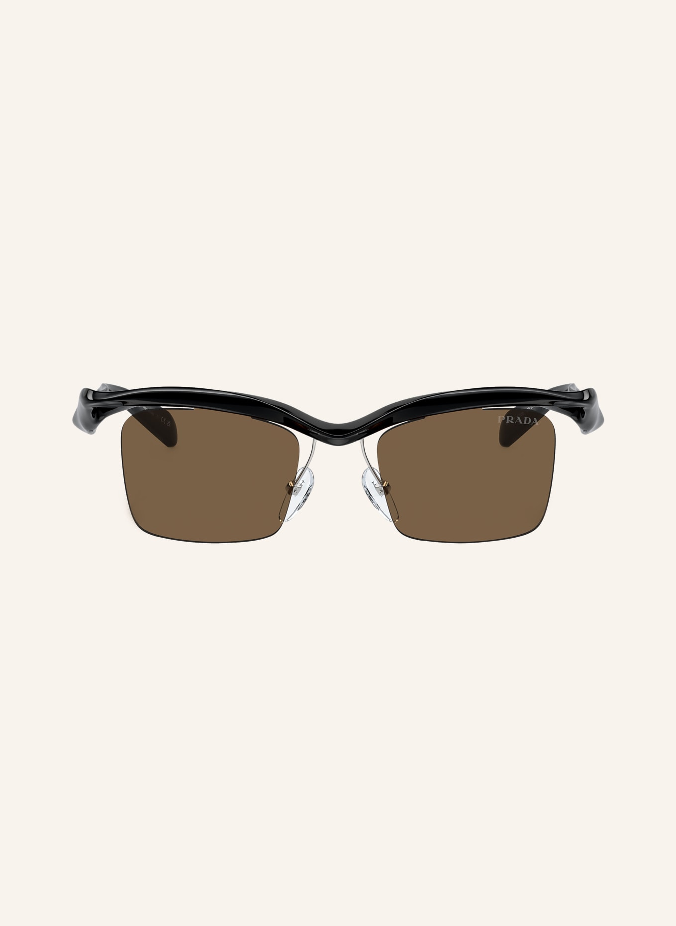 PRADA Sunglasses PR A15S, Color: 1AB8C1 - BLACK/ DARK BROWN (Image 2)