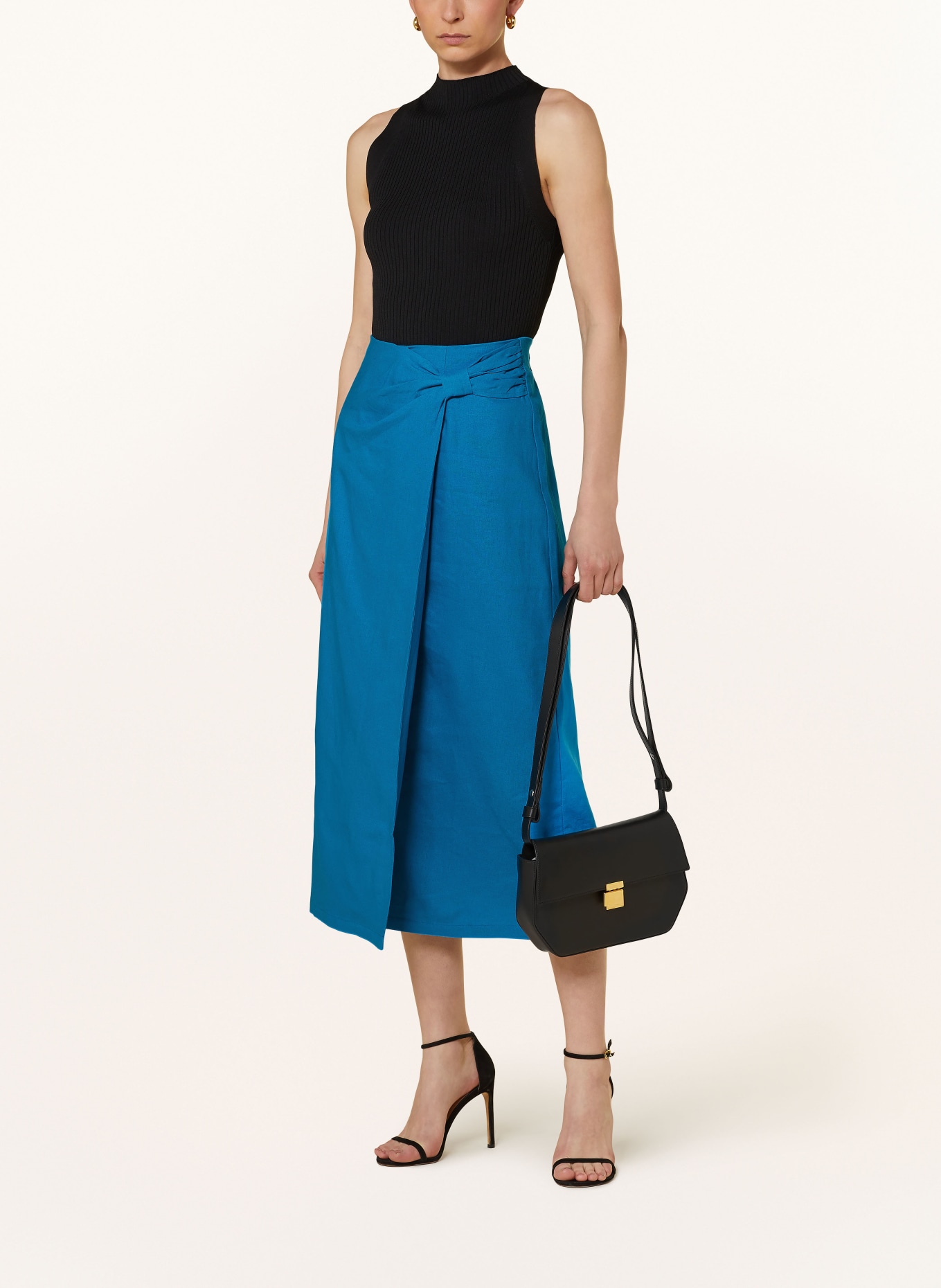 Phase Eight Wrap skirt HAYDEN with linen, Color: BLUE (Image 2)