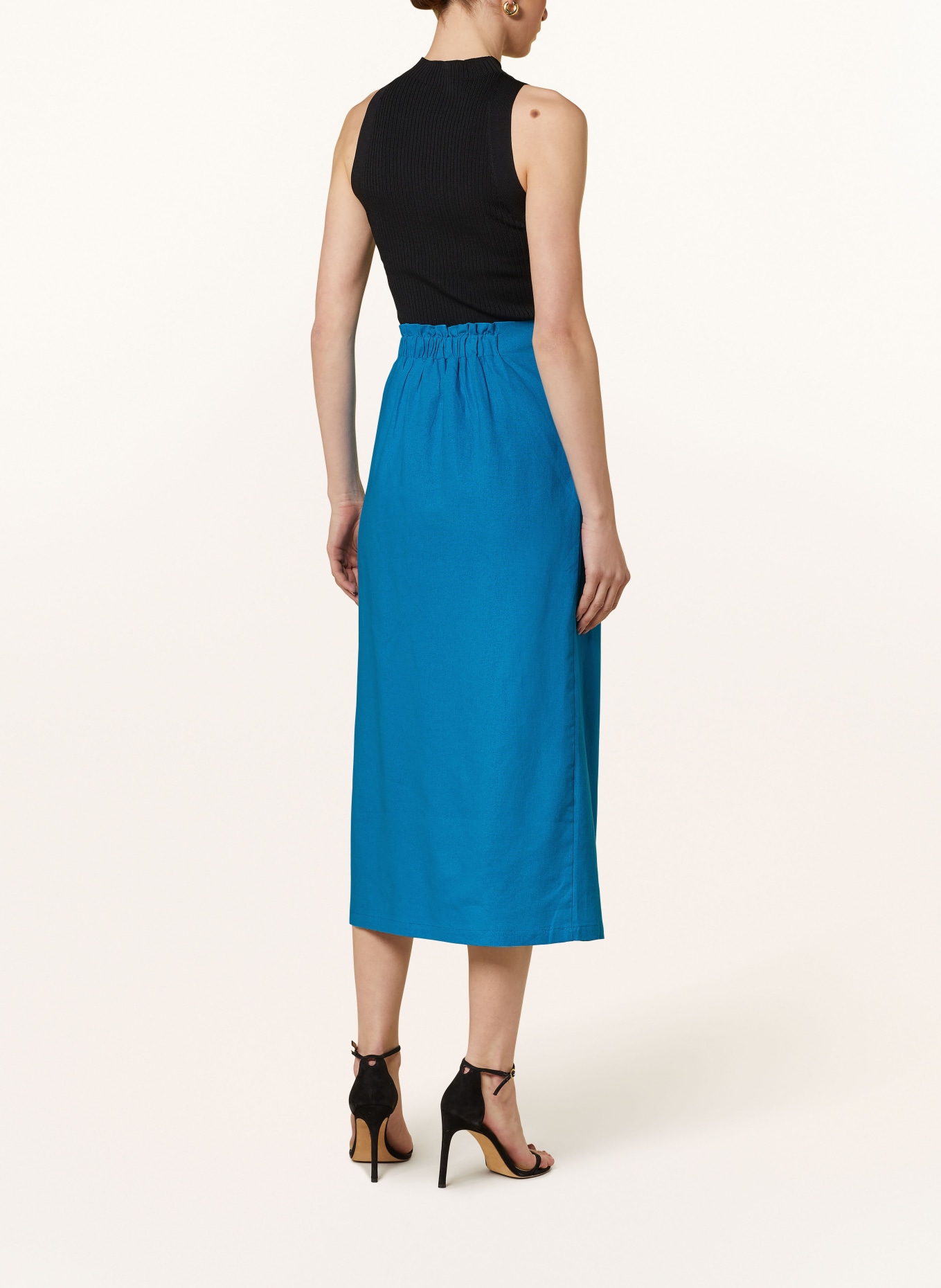 Phase Eight Wrap skirt HAYDEN with linen, Color: BLUE (Image 3)