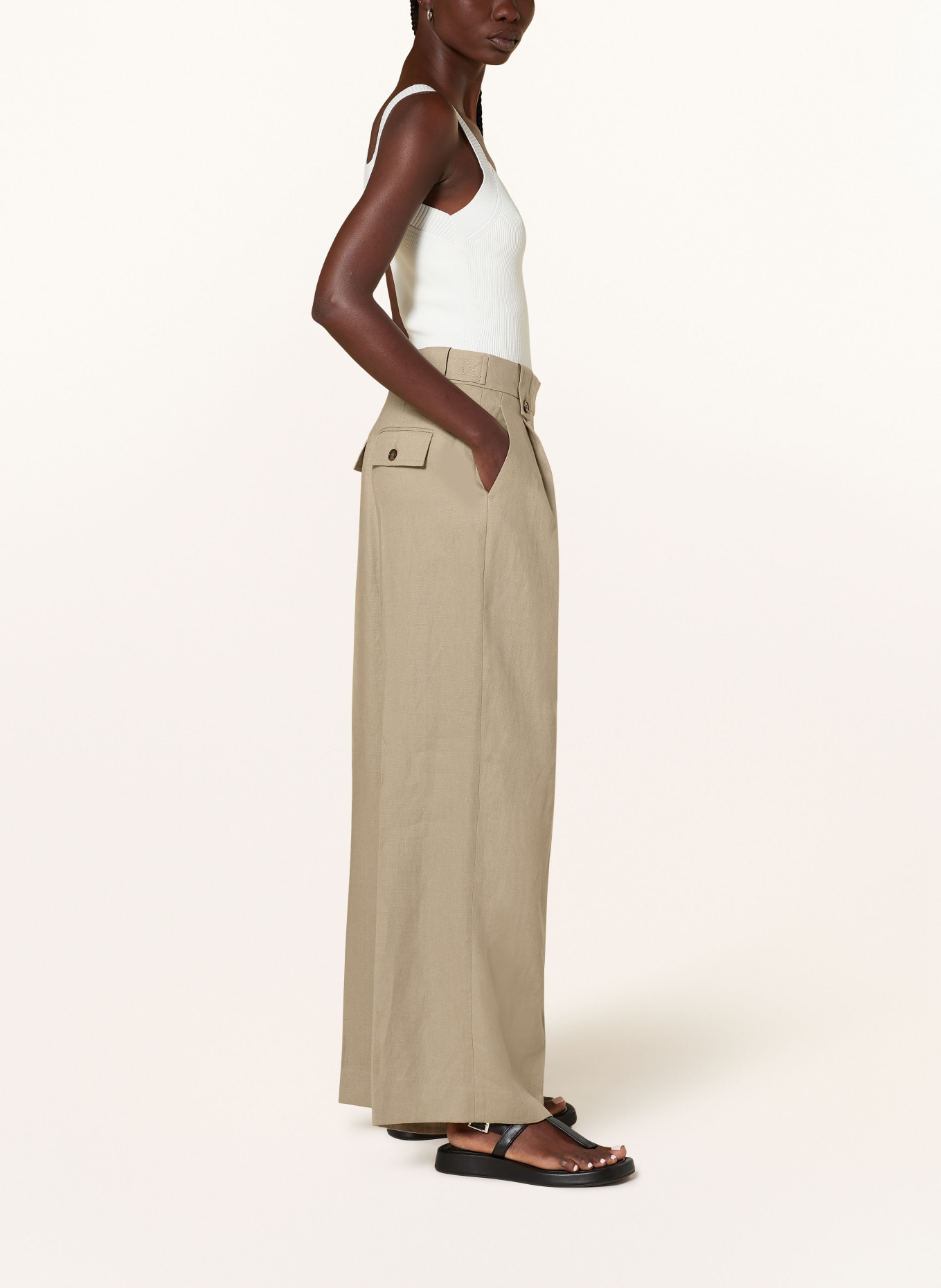 REISS Linen trousers LEILA, Color: OLIVE (Image 4)
