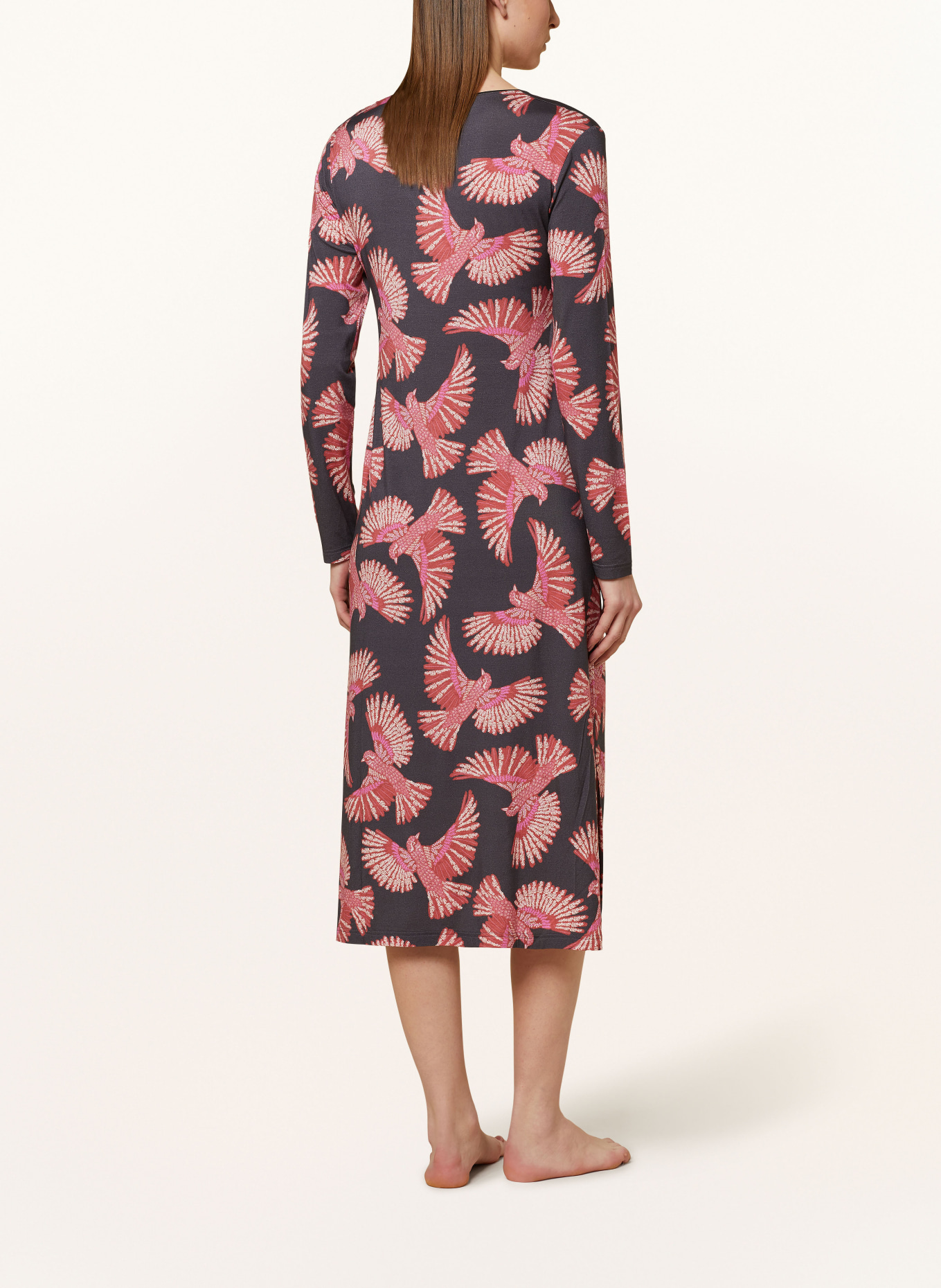 mey Nachthemd Serie FLYING BIRD: DUNKELGRAU / DUNKELORANGE / PINK