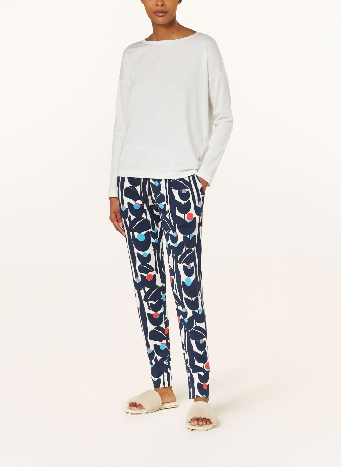 mey Pajama pants series FLOWER JUNGLE: DARK BLUE / WHITE / RED
