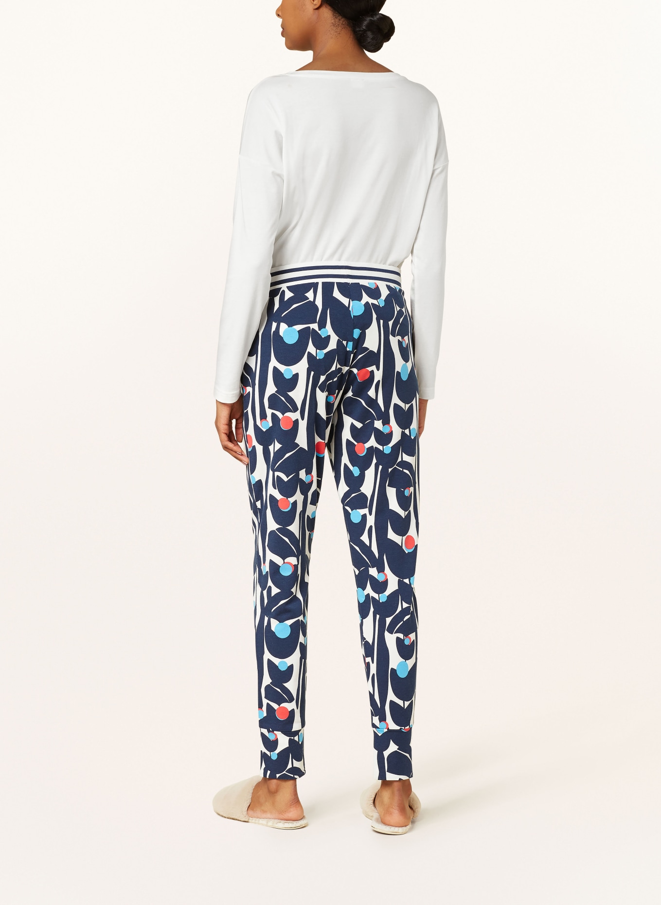 mey Pajama pants series FLOWER JUNGLE: DARK BLUE / WHITE / RED