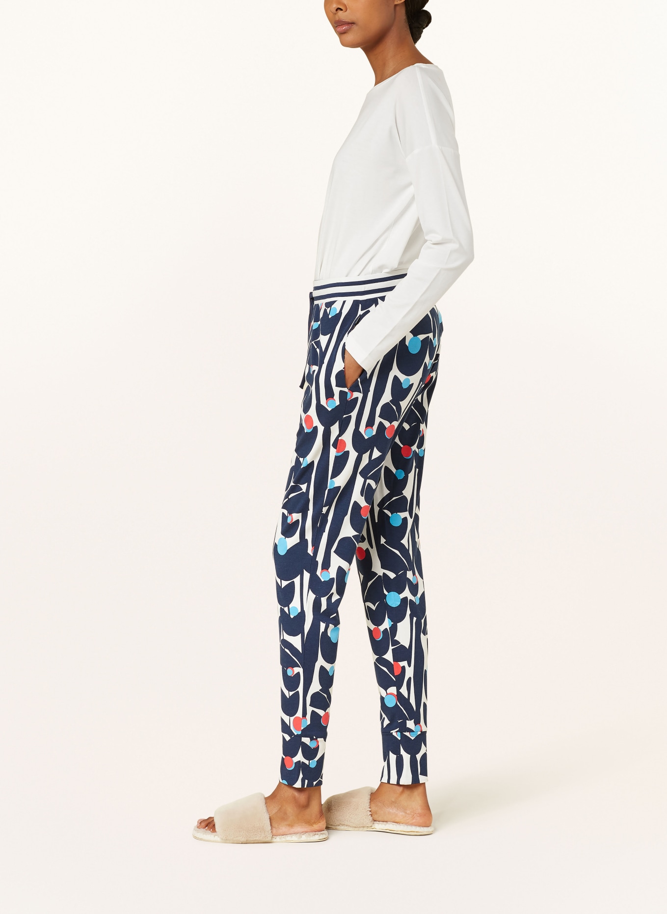 mey Pajama pants series FLOWER JUNGLE: DARK BLUE / WHITE / RED