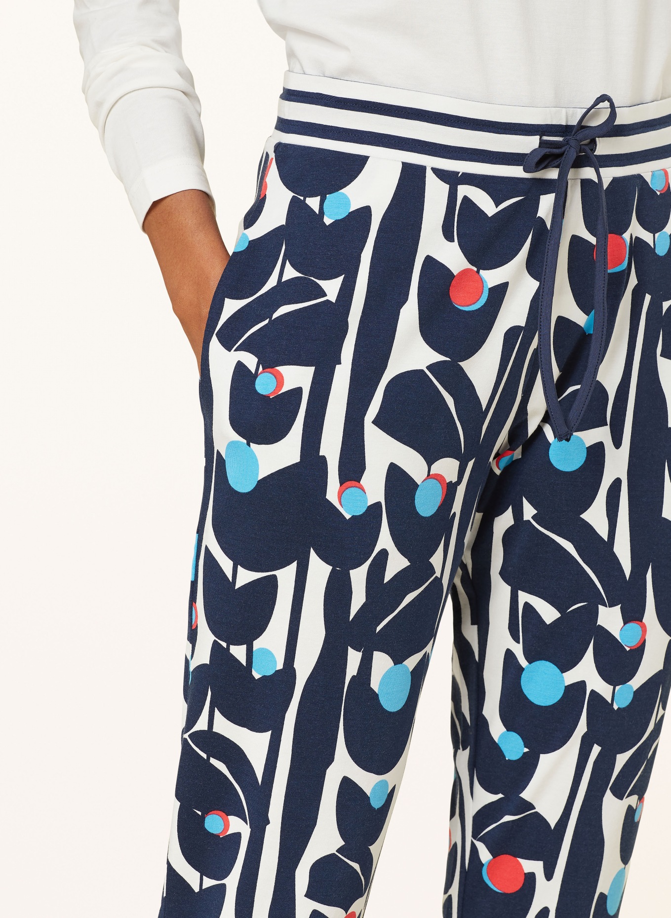 mey Pajama pants series FLOWER JUNGLE: DARK BLUE / WHITE / RED