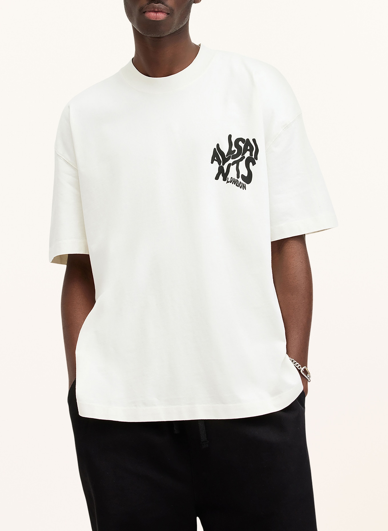 ALLSAINTS T-shirt ORLANDO, Color: ECRU/ BLACK (Image 4)