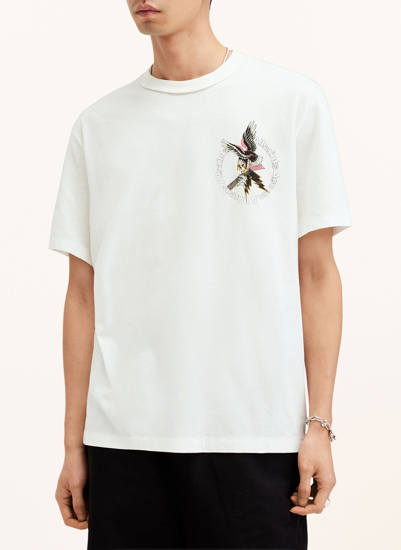 ALLSAINTS T-shirt FRET, Color: WHITE/ BLACK/ RED (Image 2)