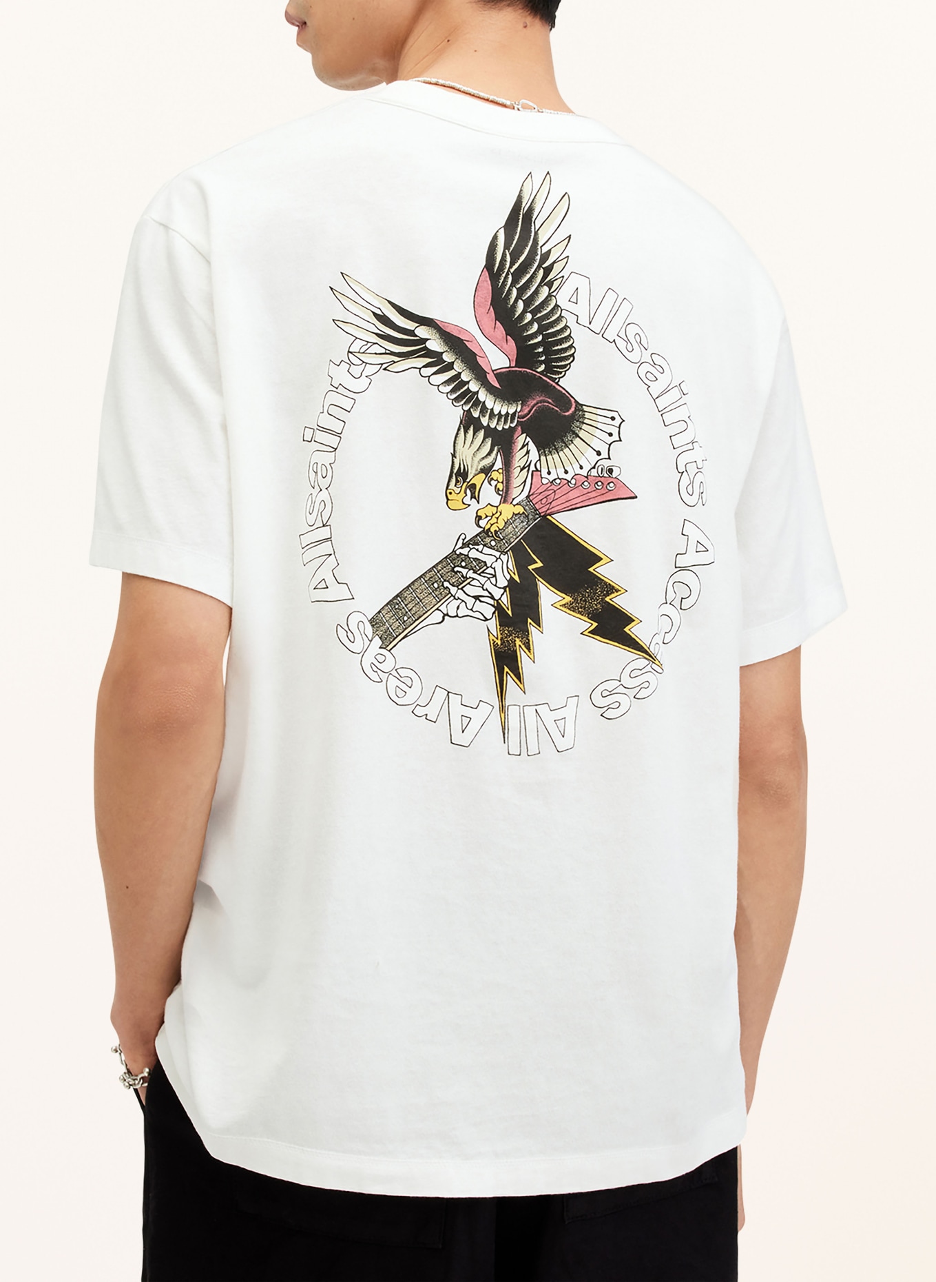 ALLSAINTS T-shirt FRET, Color: WHITE/ BLACK/ RED (Image 3)
