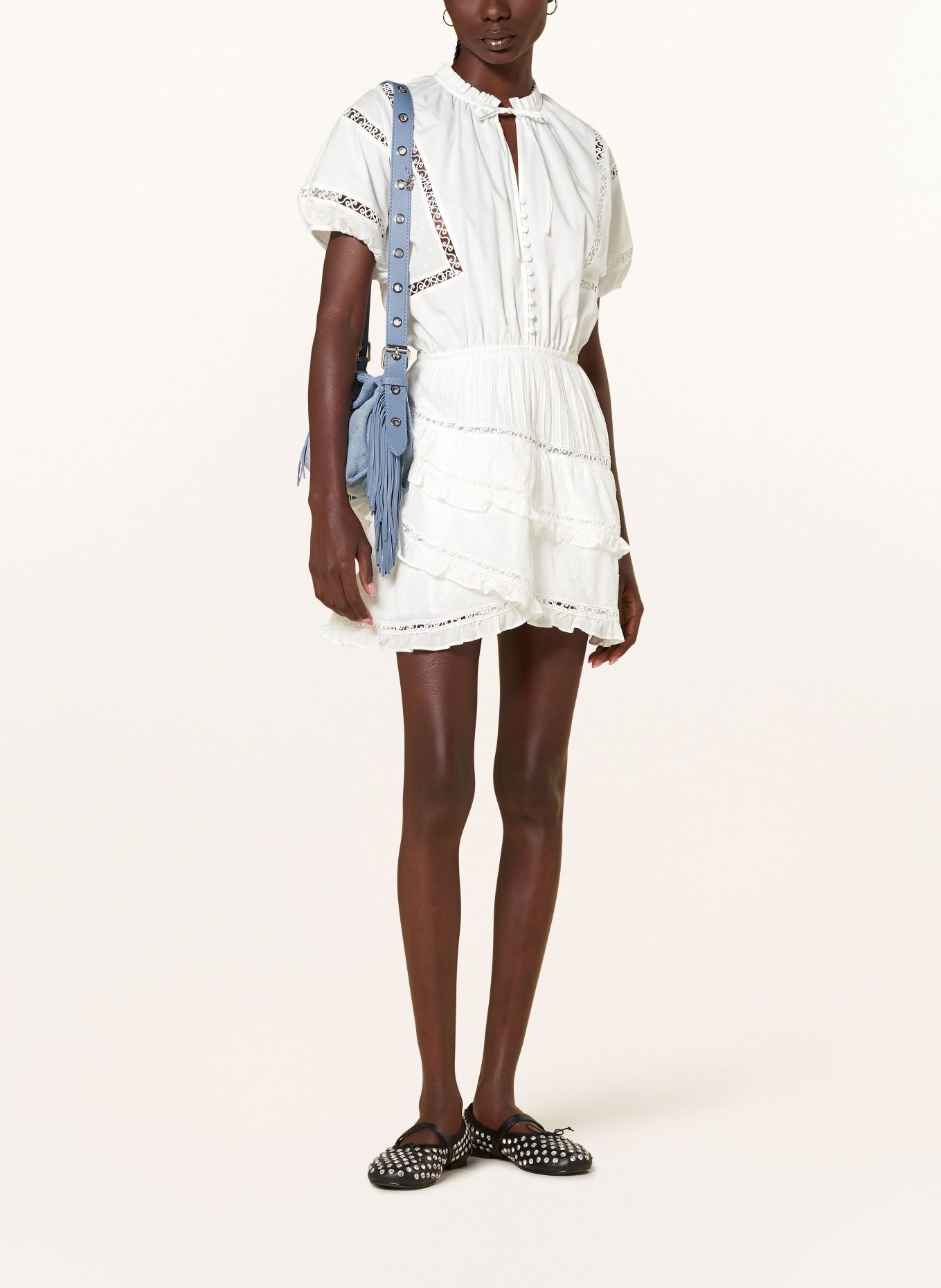 maje Kleid mit Volants, Farbe: WEISS (Bild 2)