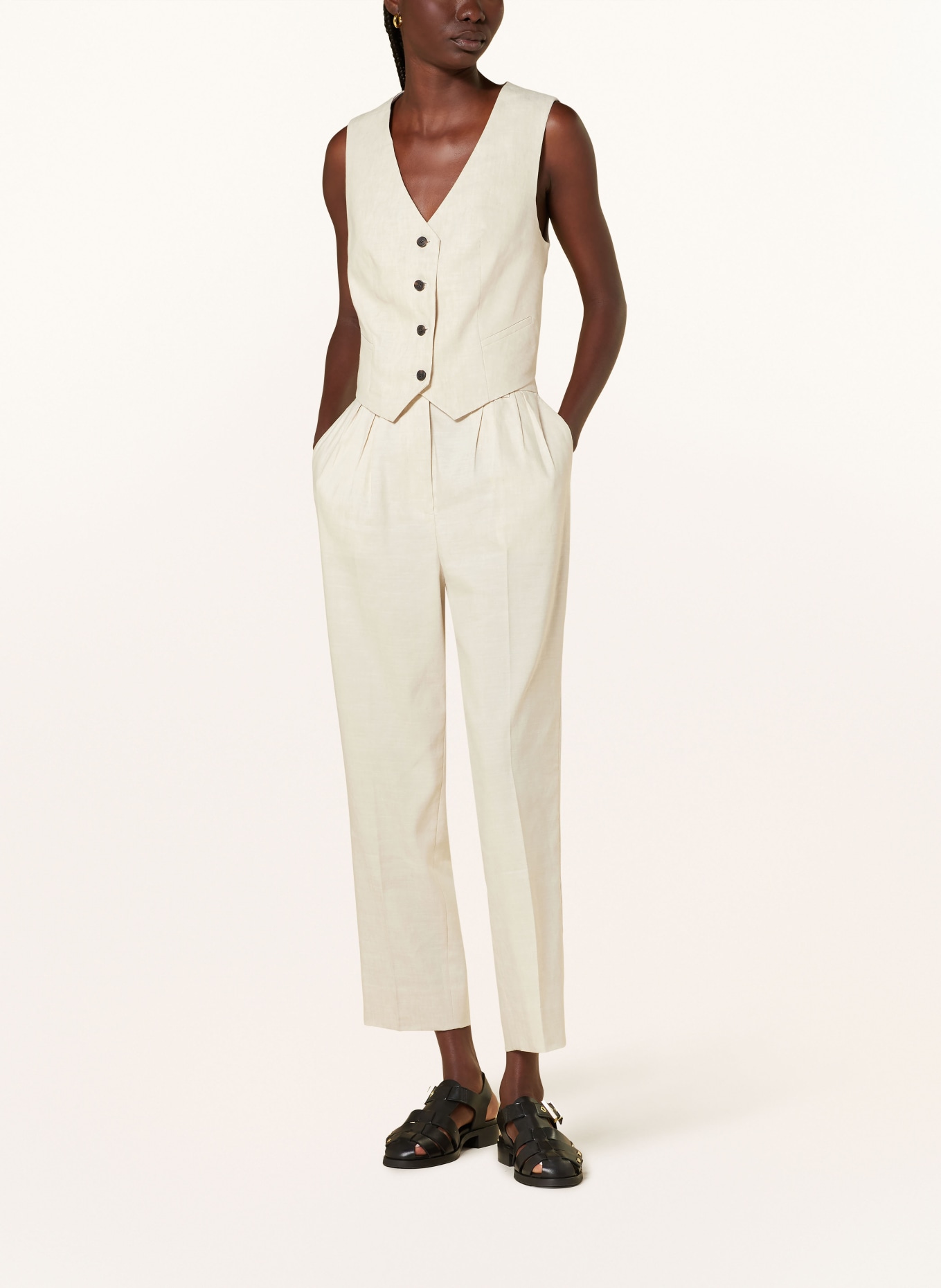 ALLSAINTS Trousers WHITNEY with linen, Color: LIGHT BROWN (Image 2)