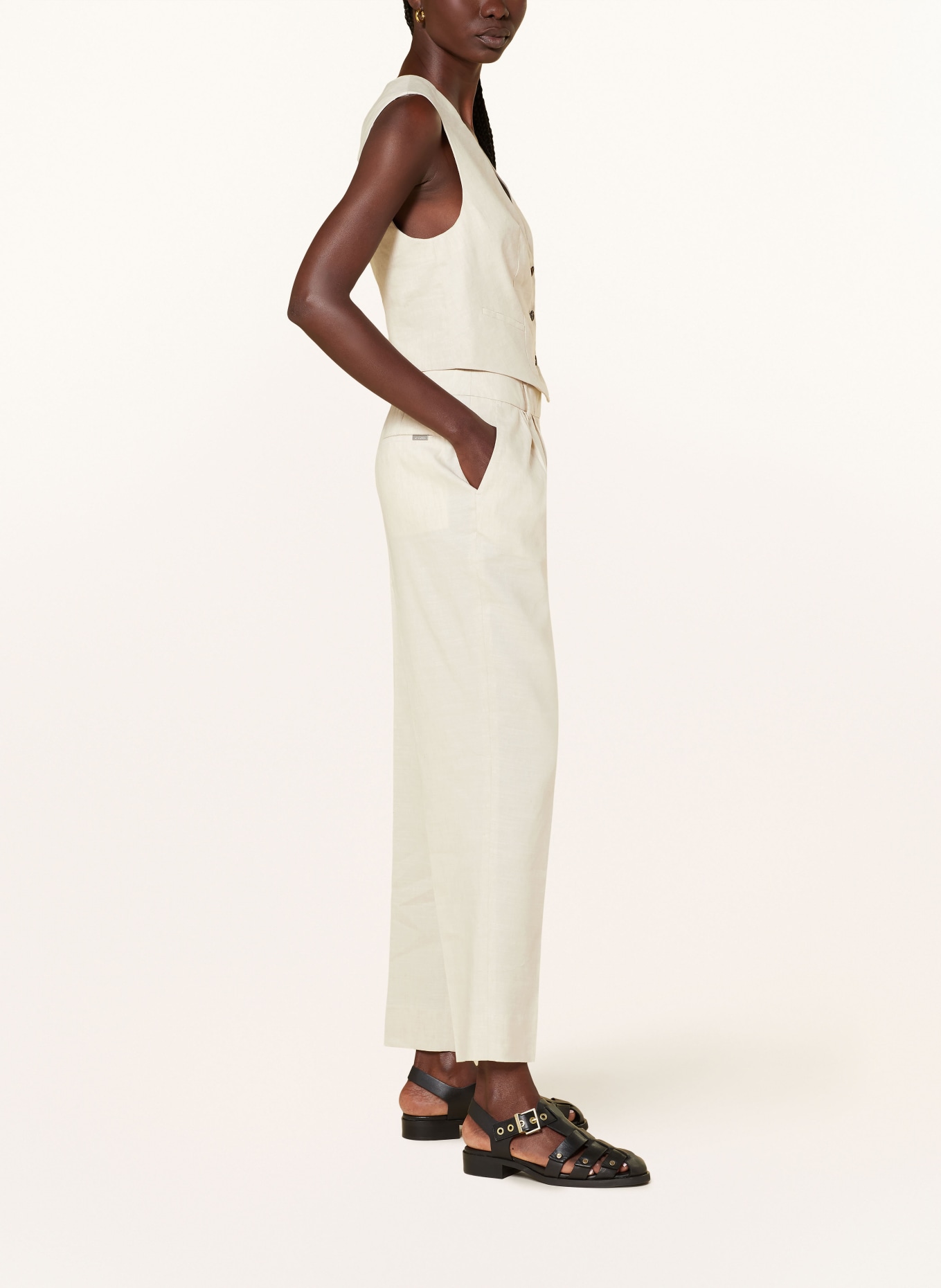 ALLSAINTS Trousers WHITNEY with linen, Color: LIGHT BROWN (Image 4)
