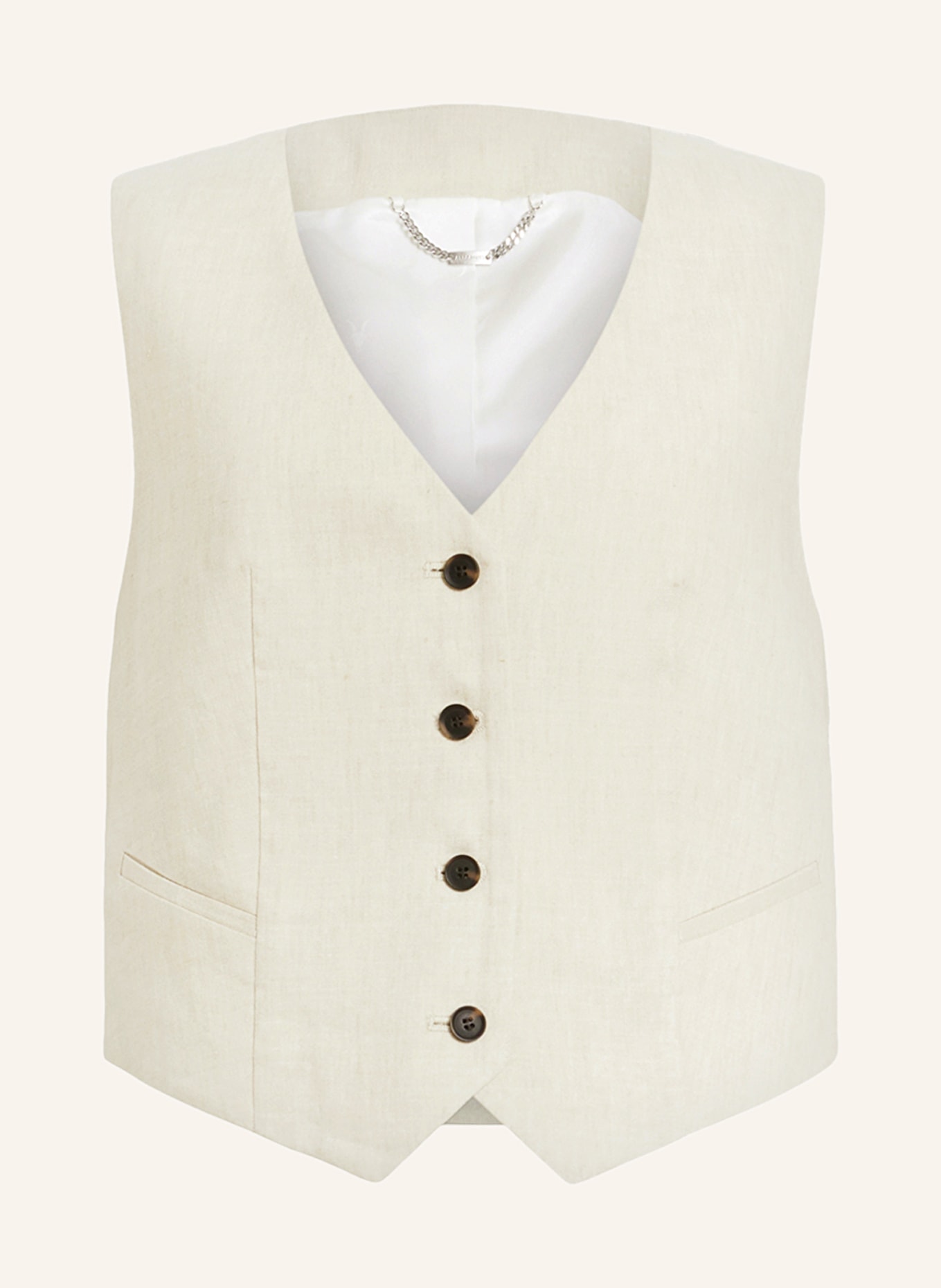 ALLSAINTS Blazer vest WHITNEY with linen, Color: LIGHT BROWN (Image 1)