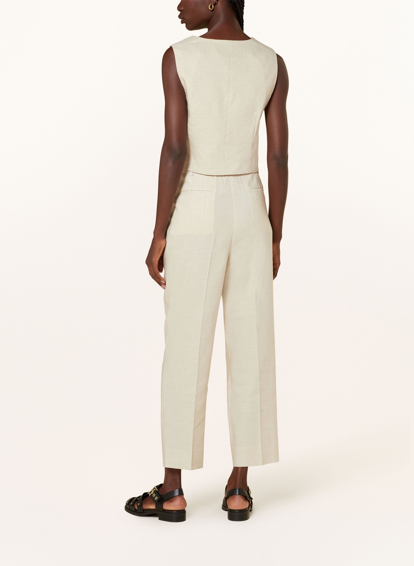ALLSAINTS Blazer vest WHITNEY with linen, Color: LIGHT BROWN (Image 3)