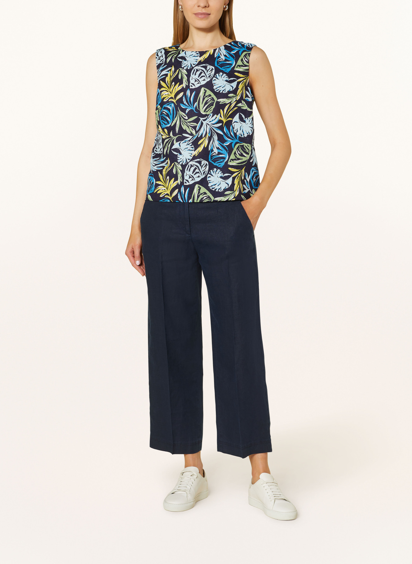 HOBBS Blouse top MALINDI in linen, Color: BLACK/ BLUE/ YELLOW (Image 2)