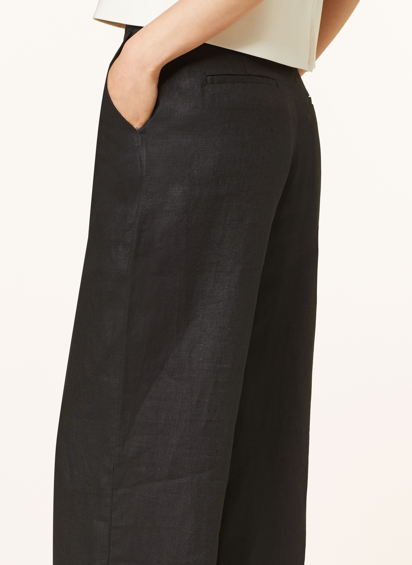HOBBS Wide leg trousers LYNN in linen, Color: BLACK (Image 5)