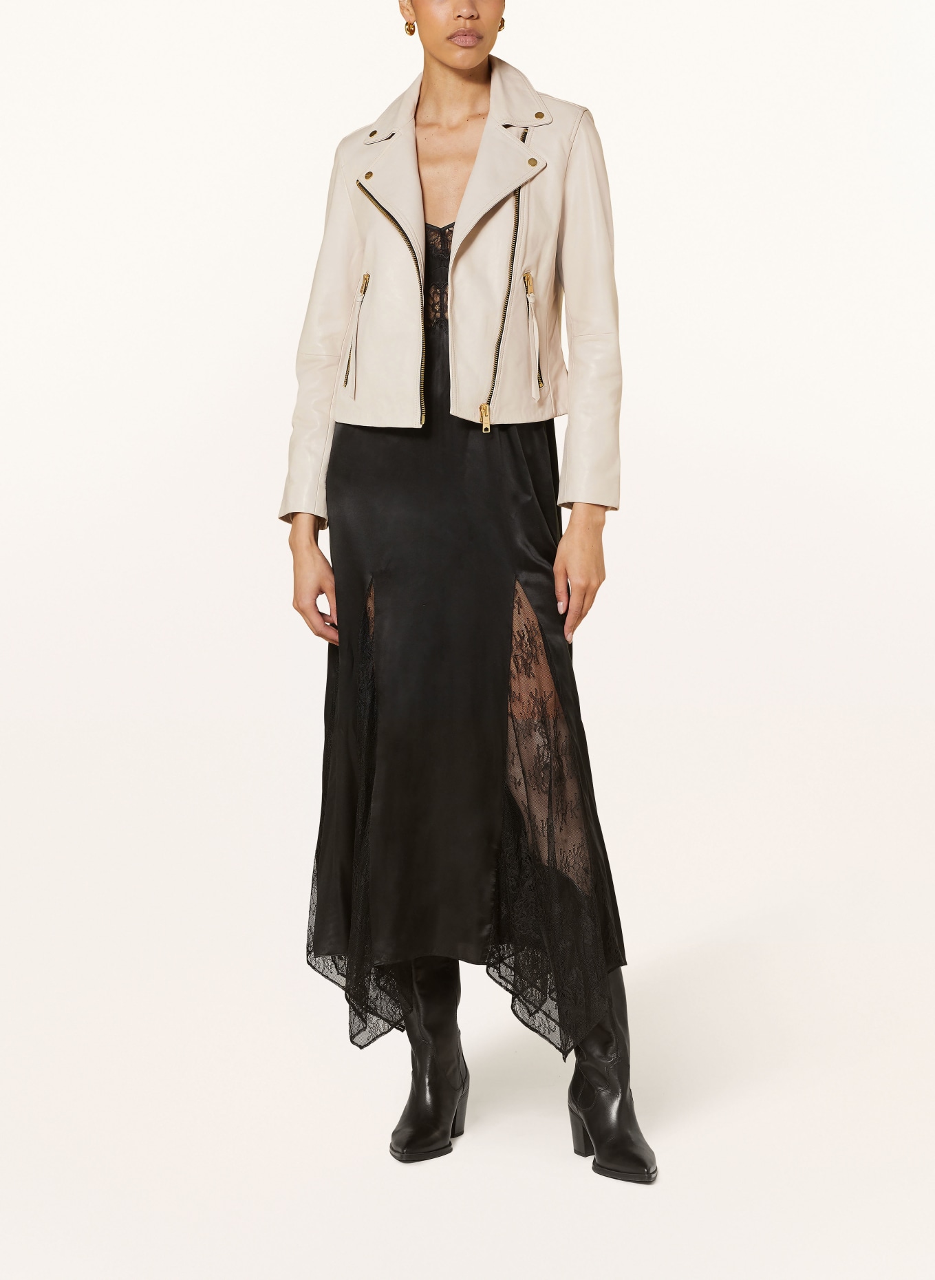 ALLSAINTS Leather jacket DALBY, Color: CREAM (Image 2)