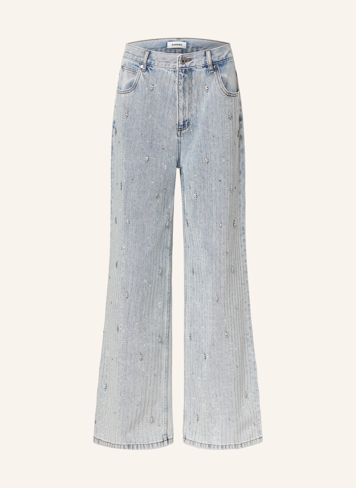 SANDRO Bootcut Jeans mit Schmucksteinen, Farbe: J002 LIGHT BU JEAN (Bild 1)