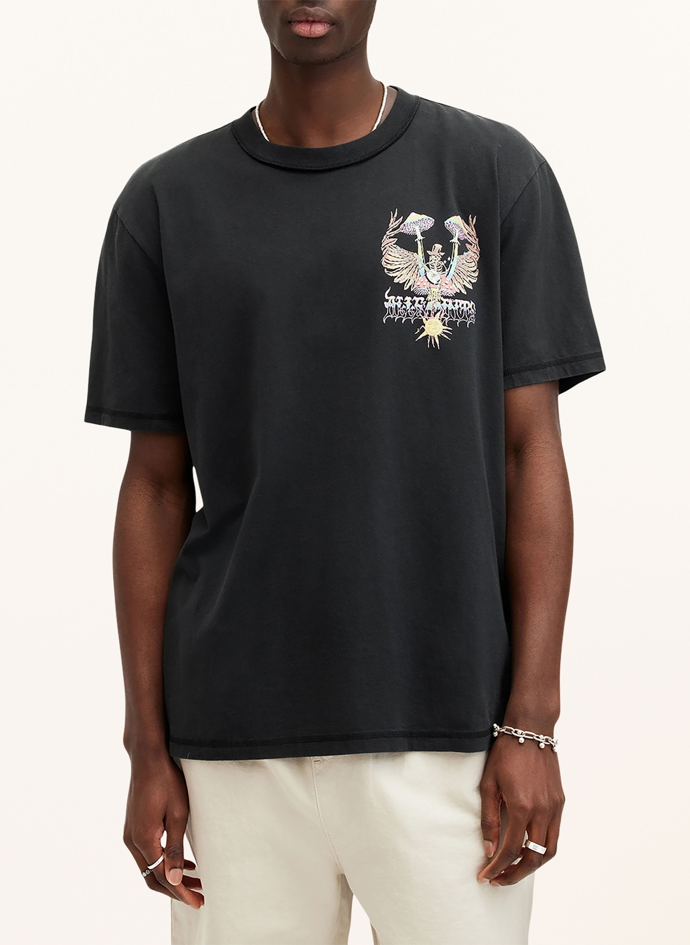 ALLSAINTS T-shirt STRUMMER, Kolor: CZARNY (Obrazek 4)